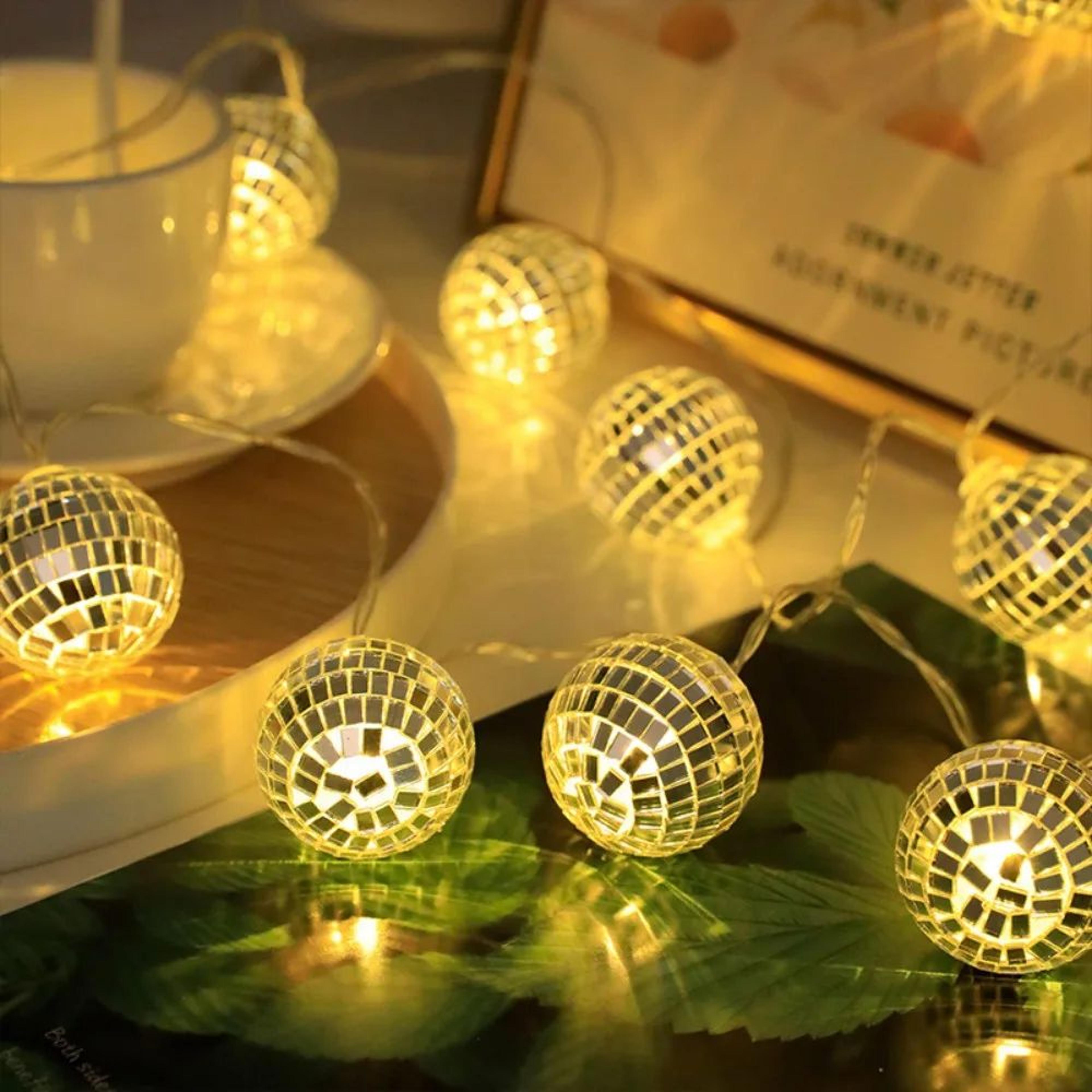 10 led disco mirror ball string lights 59 inch battery powered party decor