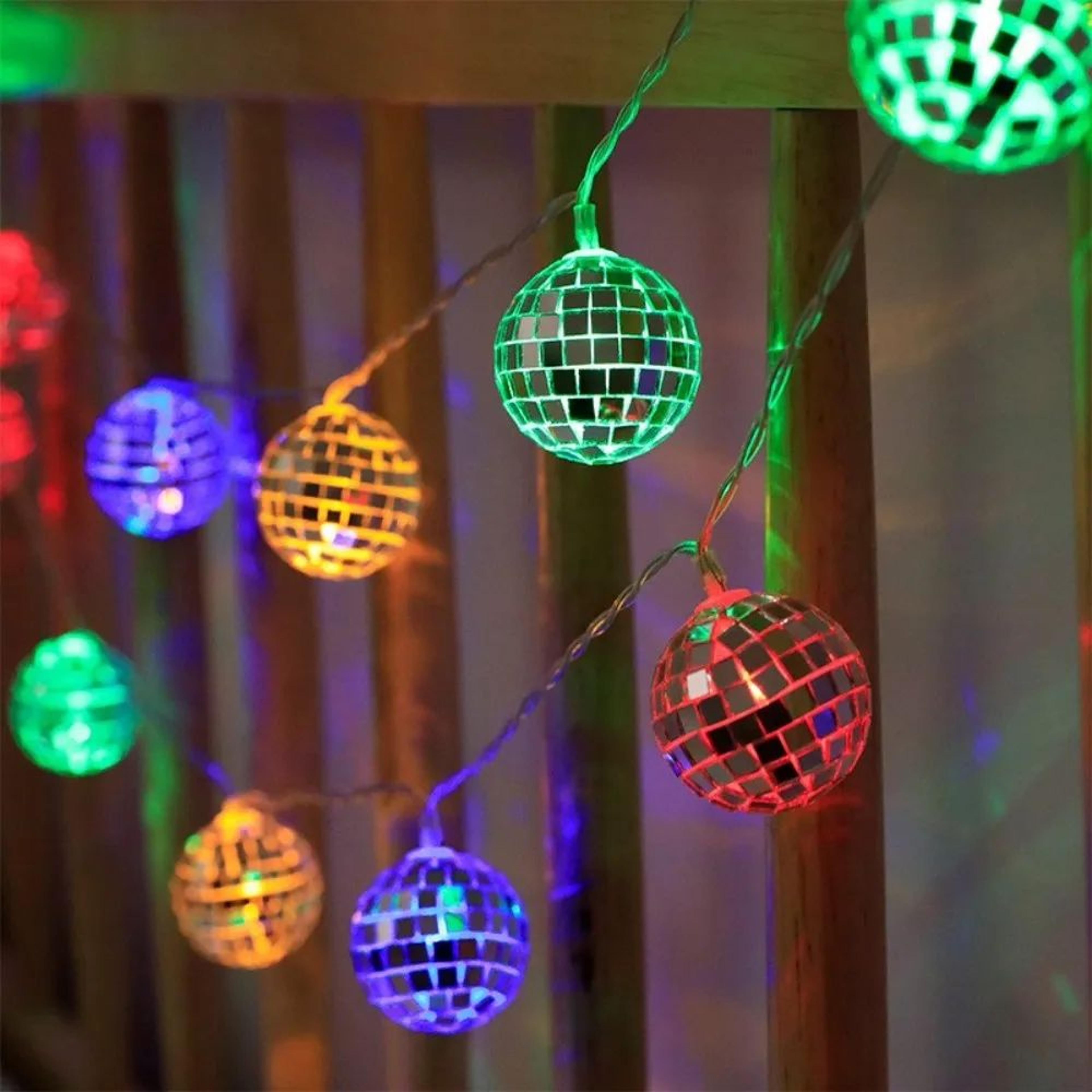 10 LED Disco Mirror Ball String Lights 59 Inch Battery Powered Party Decor 8