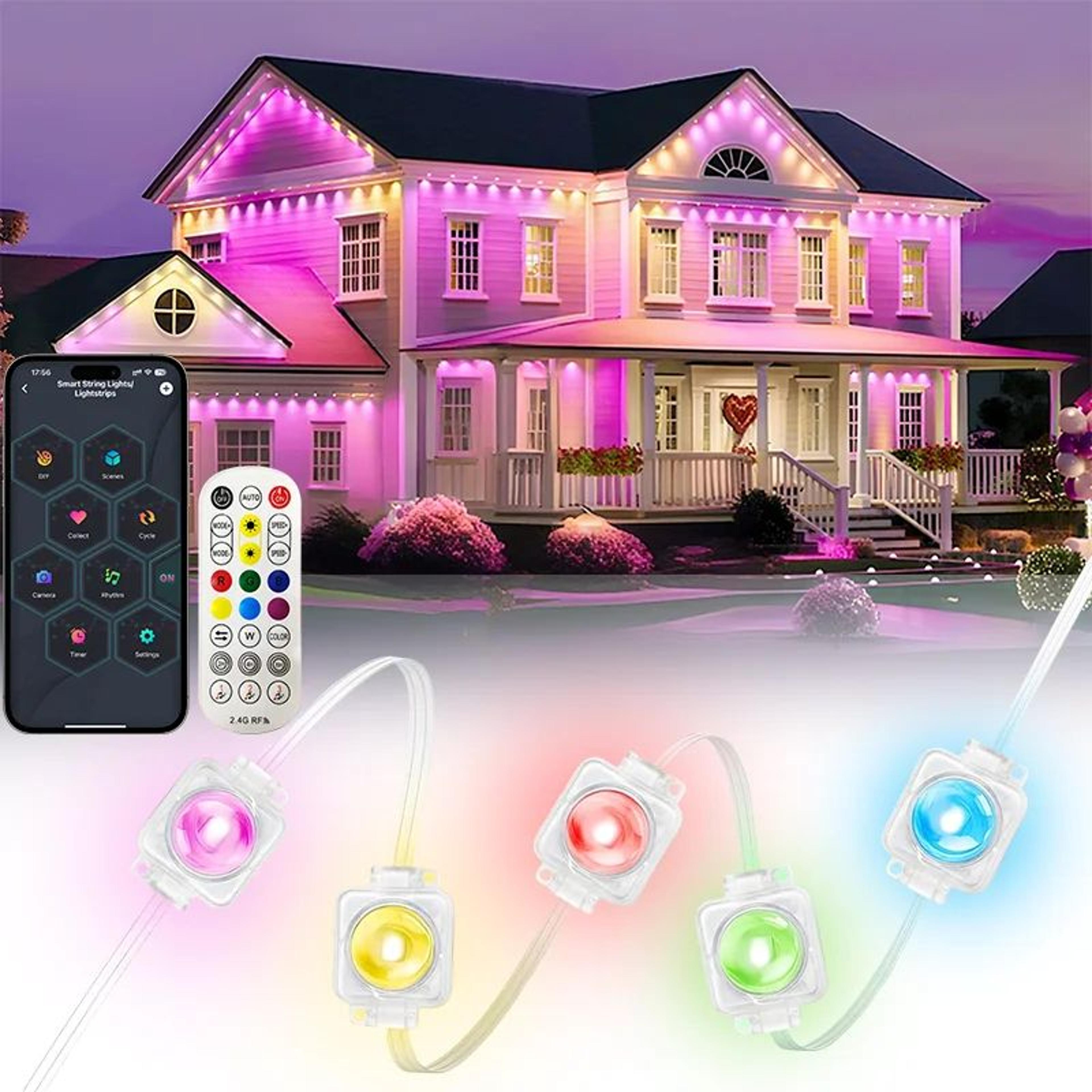 150FT Smart Permanent Outdoor Eave Lights With App And Remote Control 0