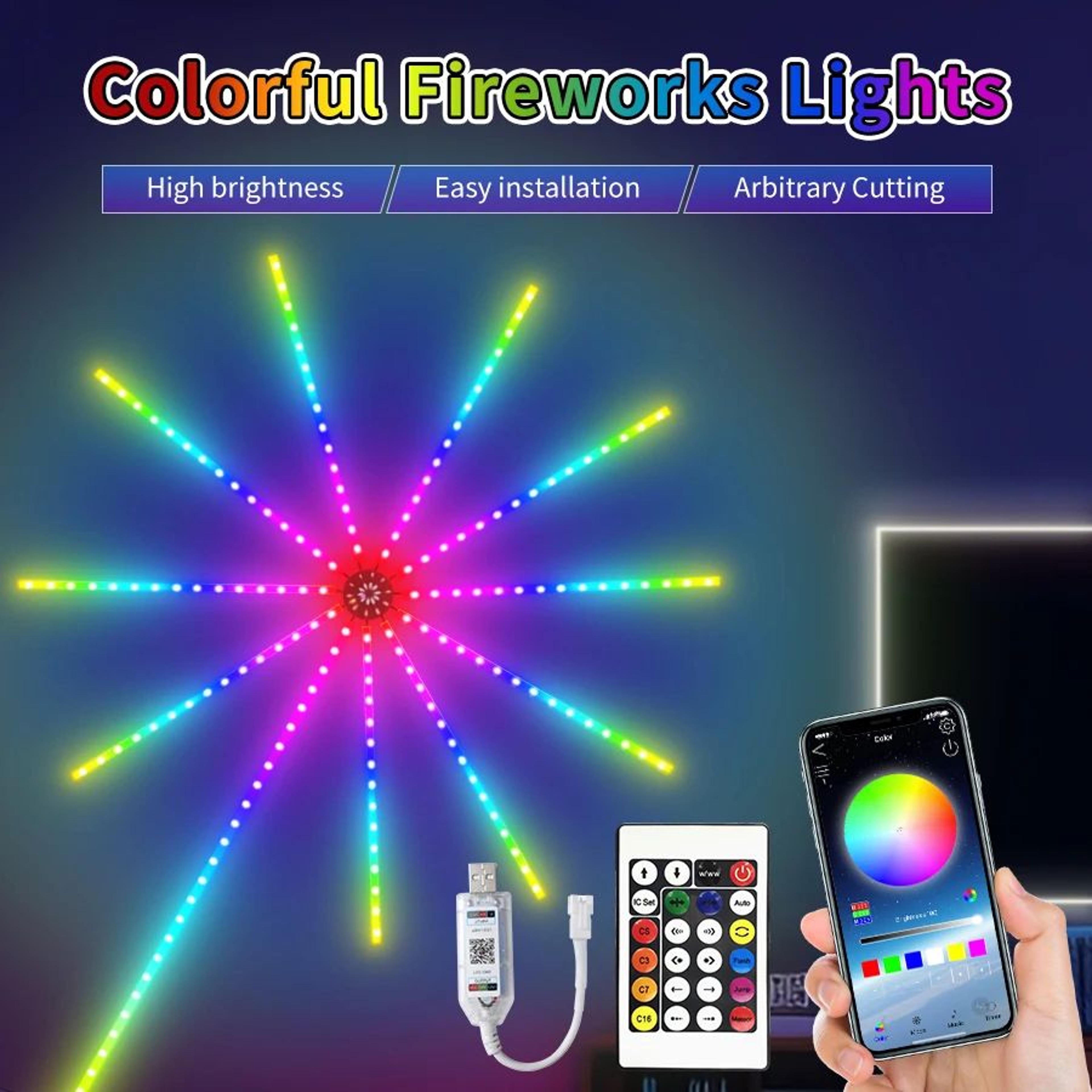 RGBIC Firework LED String Lights USB 5V Music Sync Party Decor 0