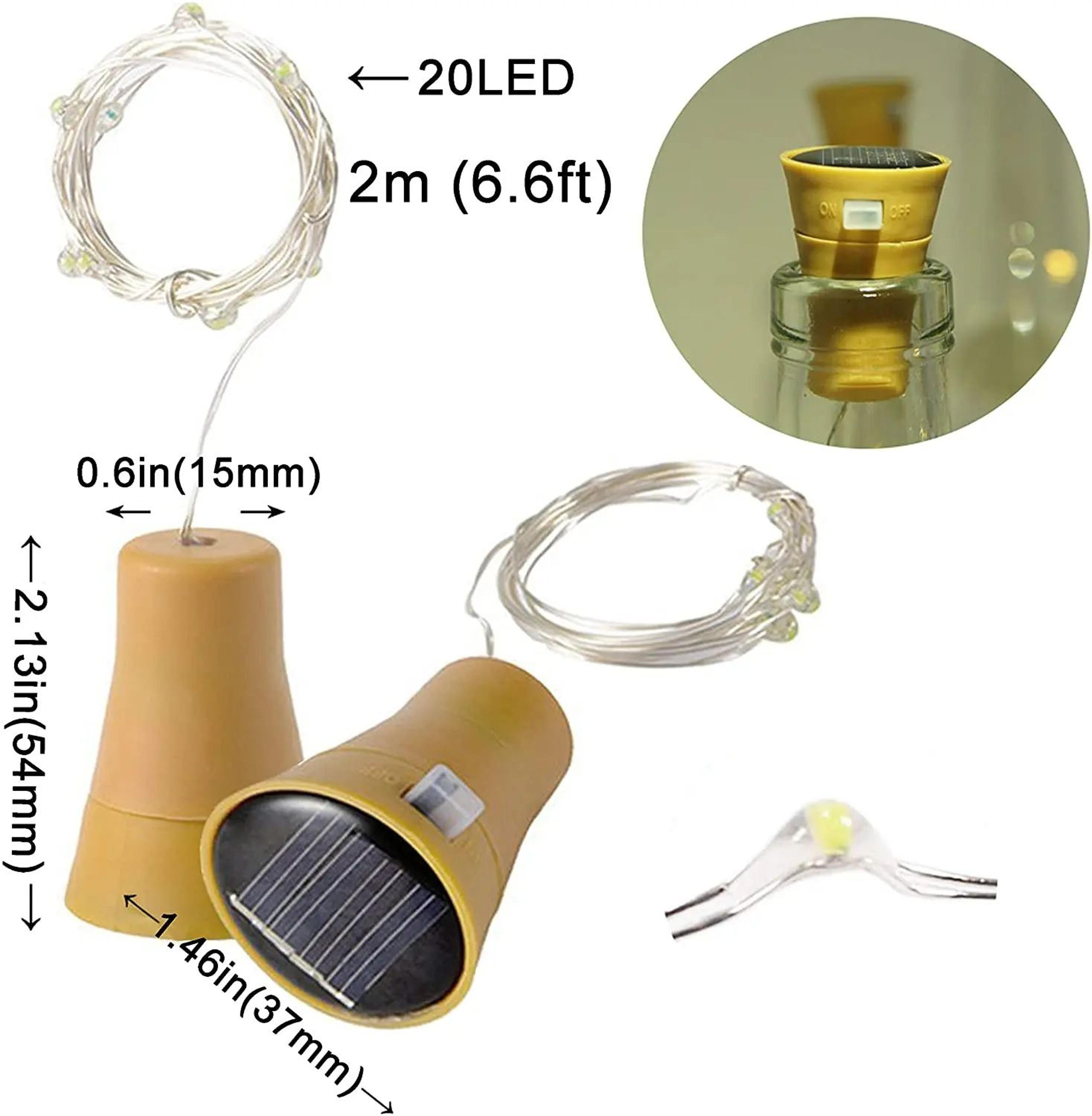 5Pcs Solar Wine Bottle Cork Lights 1020 LED Copper Wire Fairy Lights 3