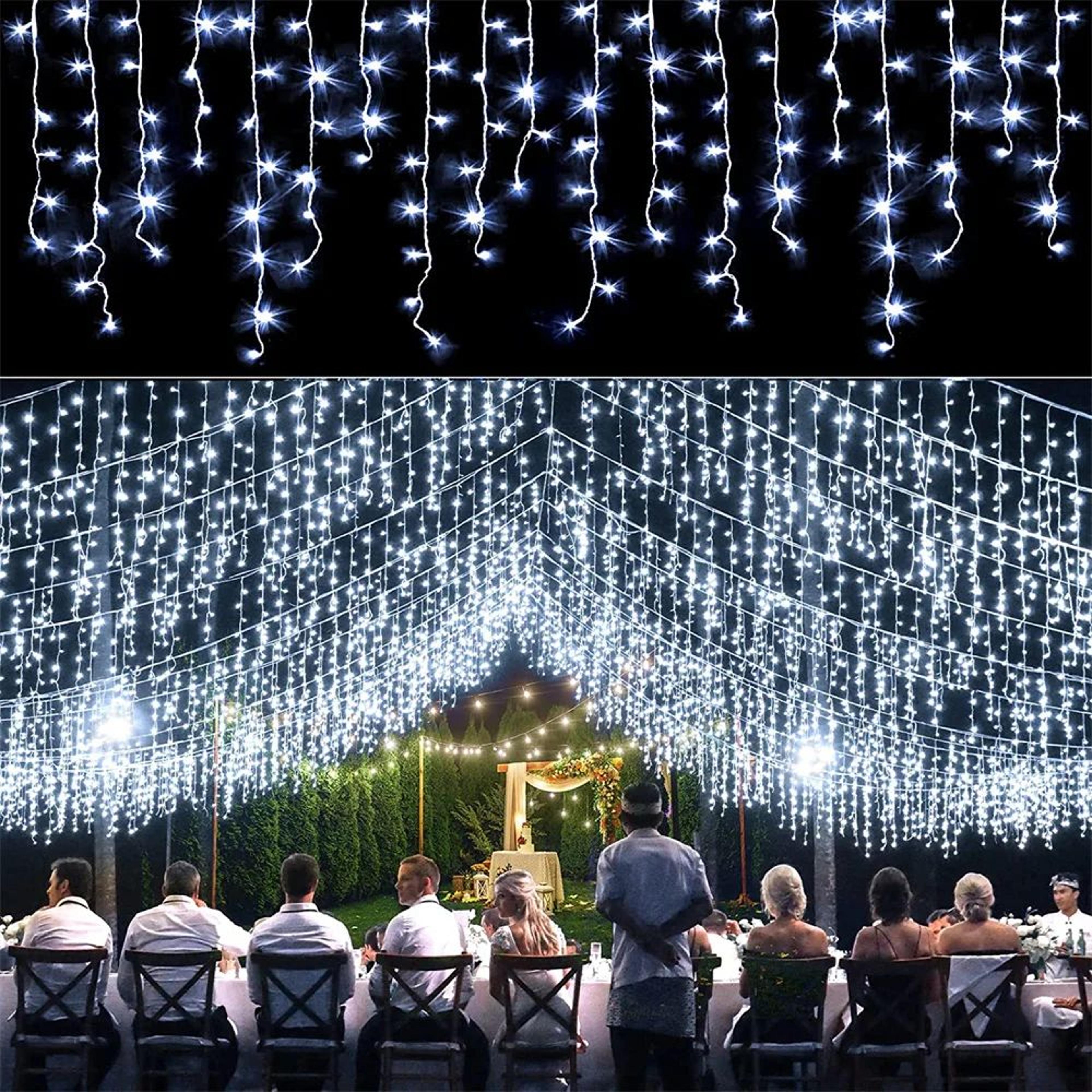 5M Waterfall LED Curtain String Lights With 8 Modes For Eaves And Holiday Decor 8