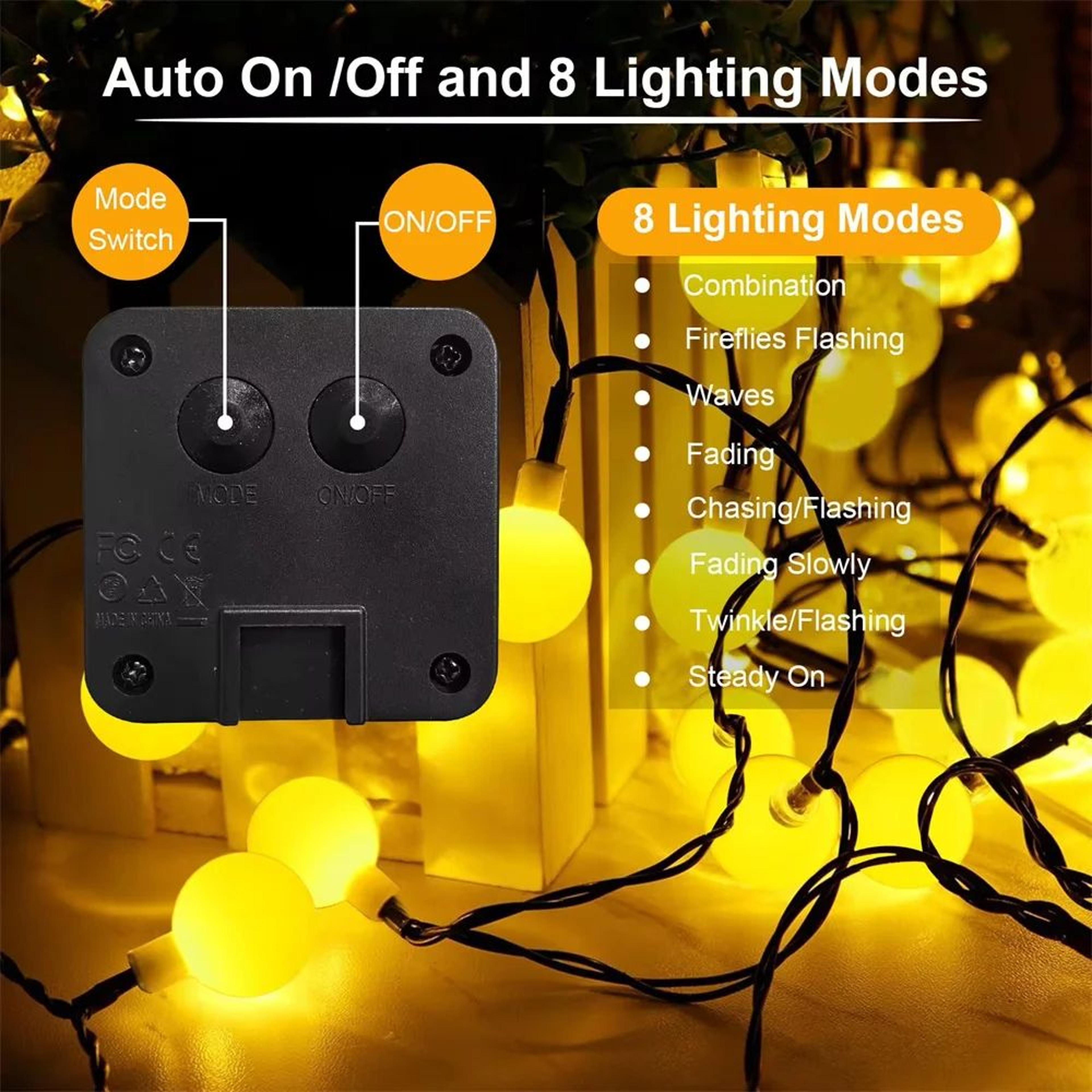 100 LED Frosted Globe Solar String Lights IP65 Waterproof With 8 Modes 4