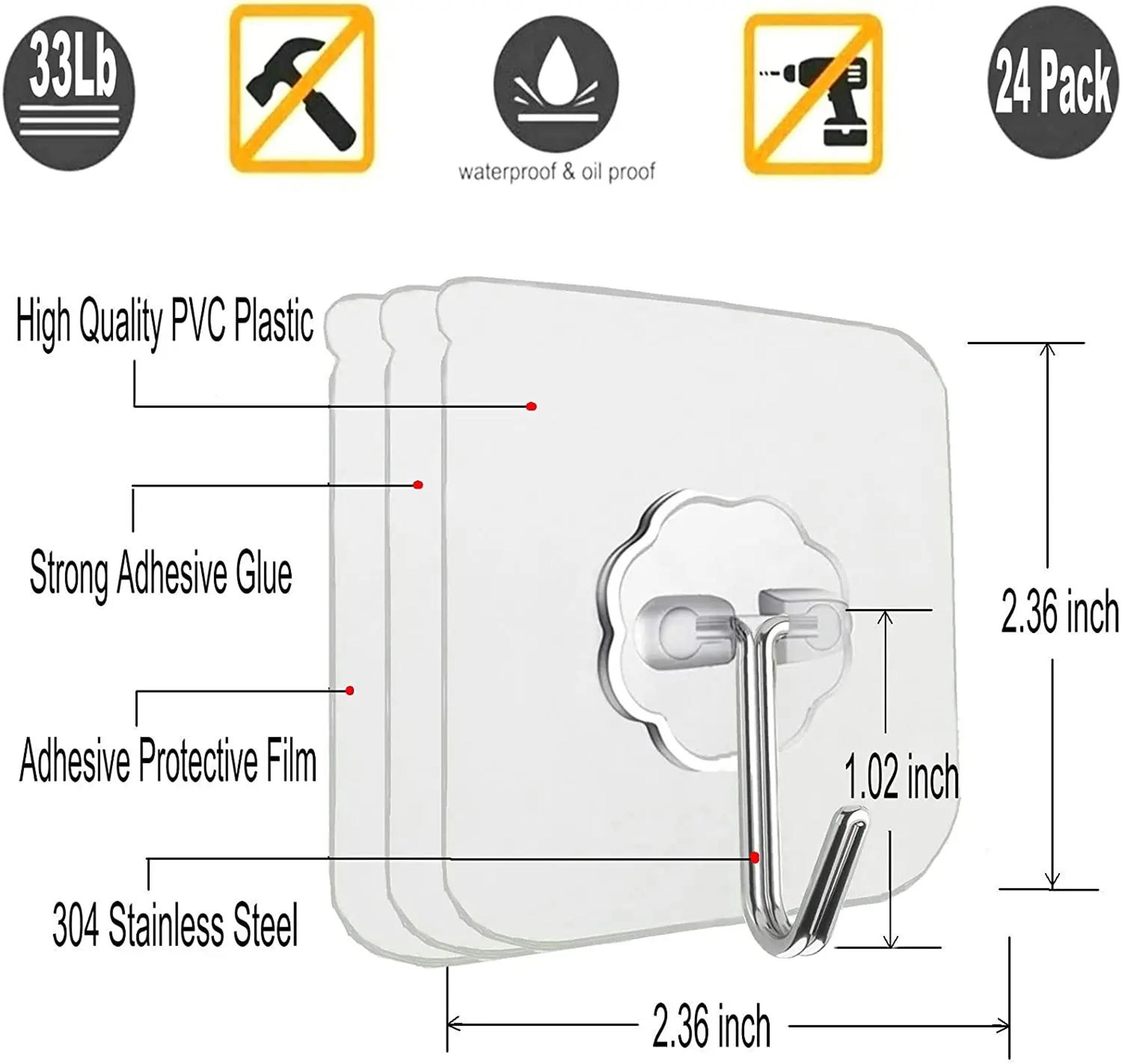 100300PCS Transparent SelfAdhesive Wall Hooks Stainless Steel Waterproof Hangers 4
