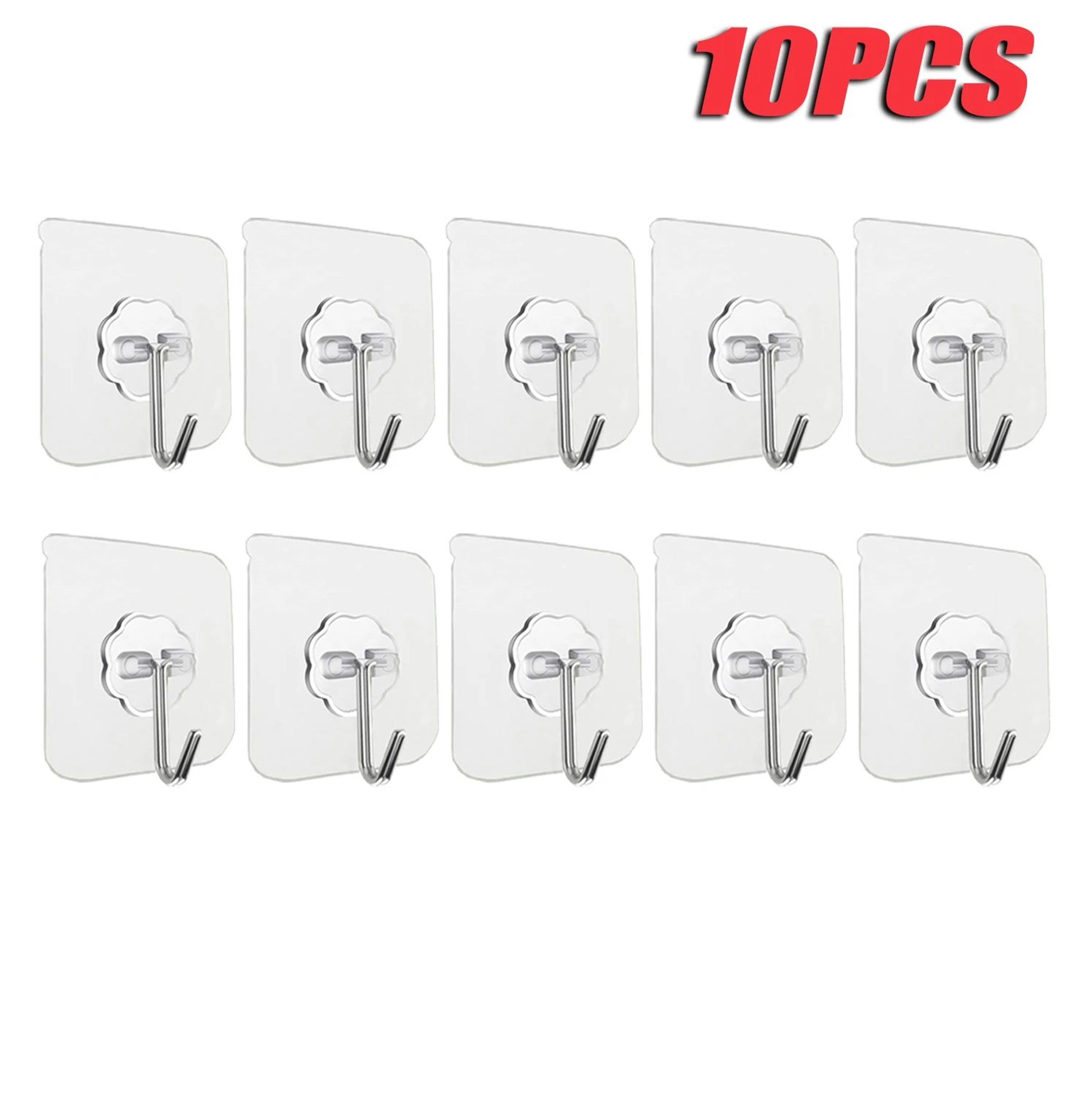 100300PCS Transparent SelfAdhesive Wall Hooks Stainless Steel Waterproof Hangers 7