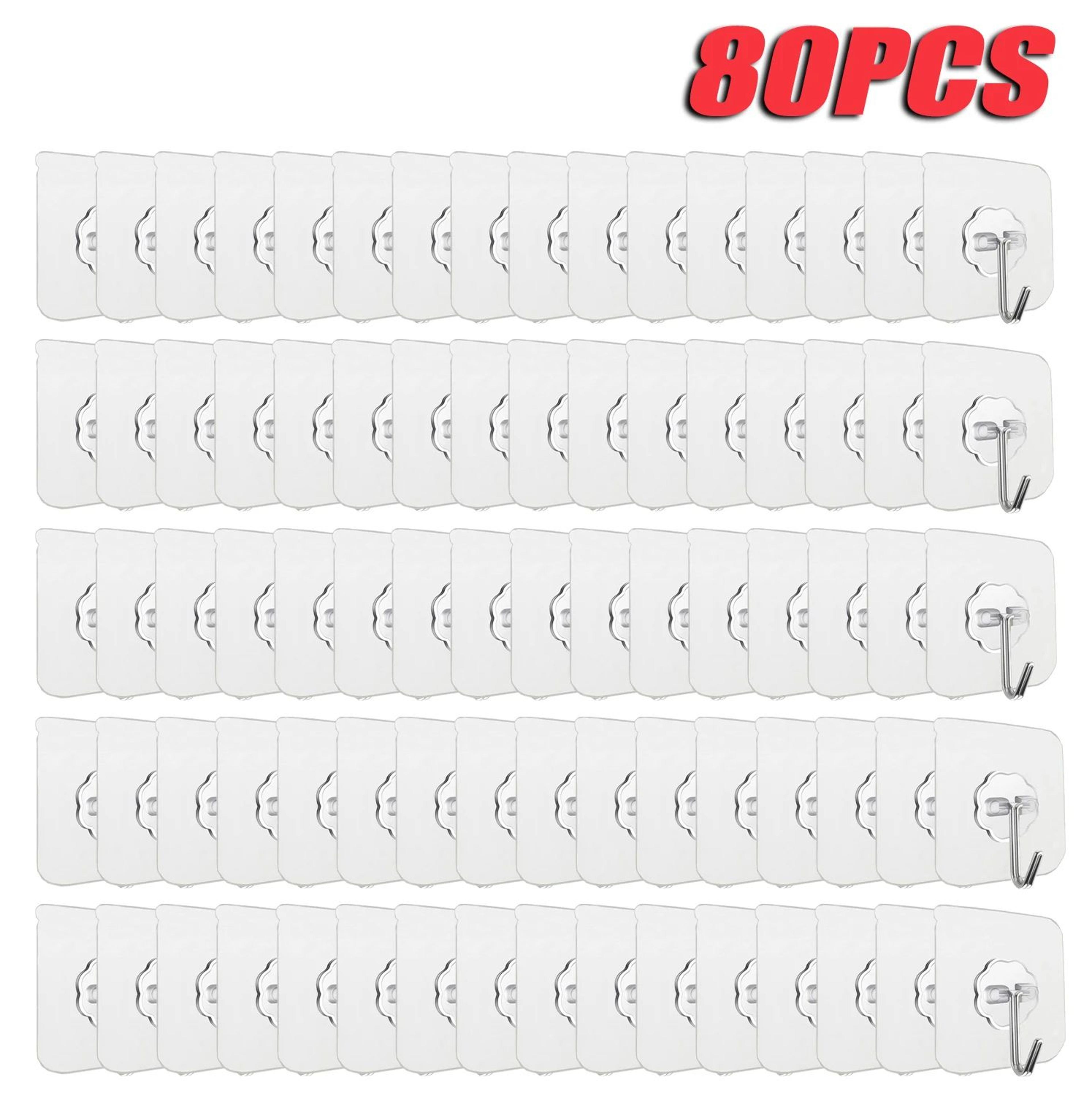100300PCS Transparent SelfAdhesive Wall Hooks Stainless Steel Waterproof Hangers 9