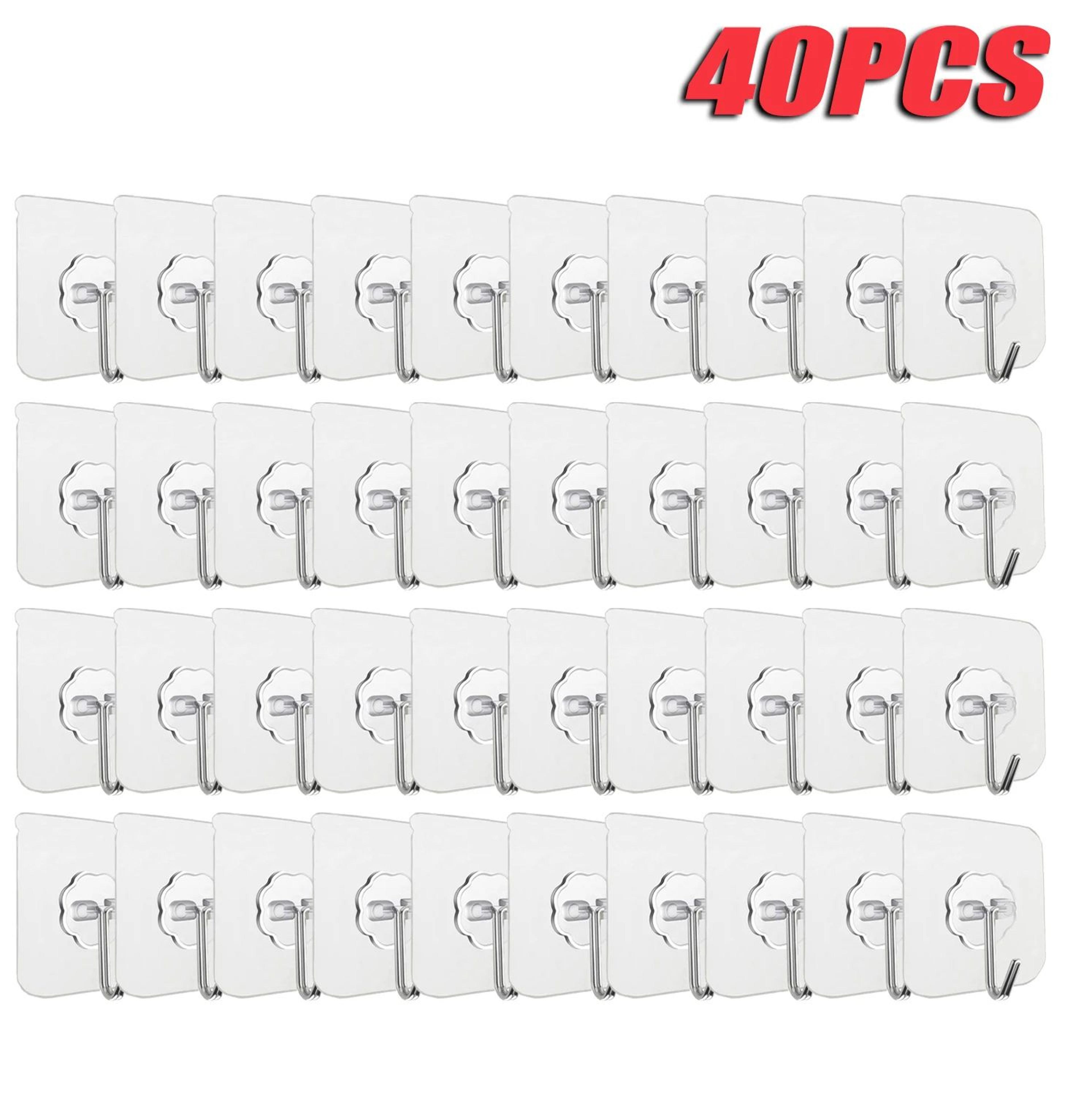 100300PCS Transparent SelfAdhesive Wall Hooks Stainless Steel Waterproof Hangers 11