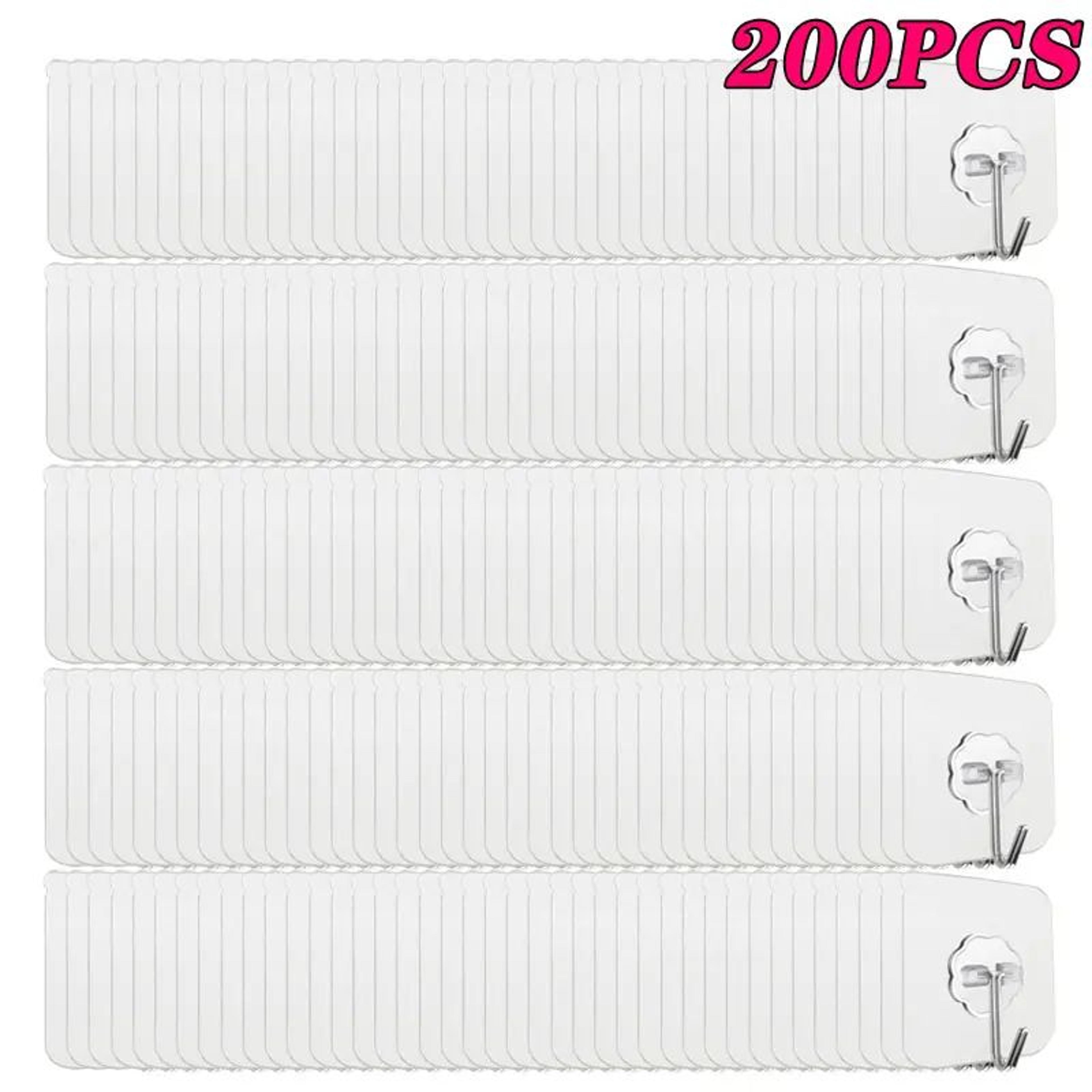100300PCS Transparent SelfAdhesive Wall Hooks Stainless Steel Waterproof Hangers 12