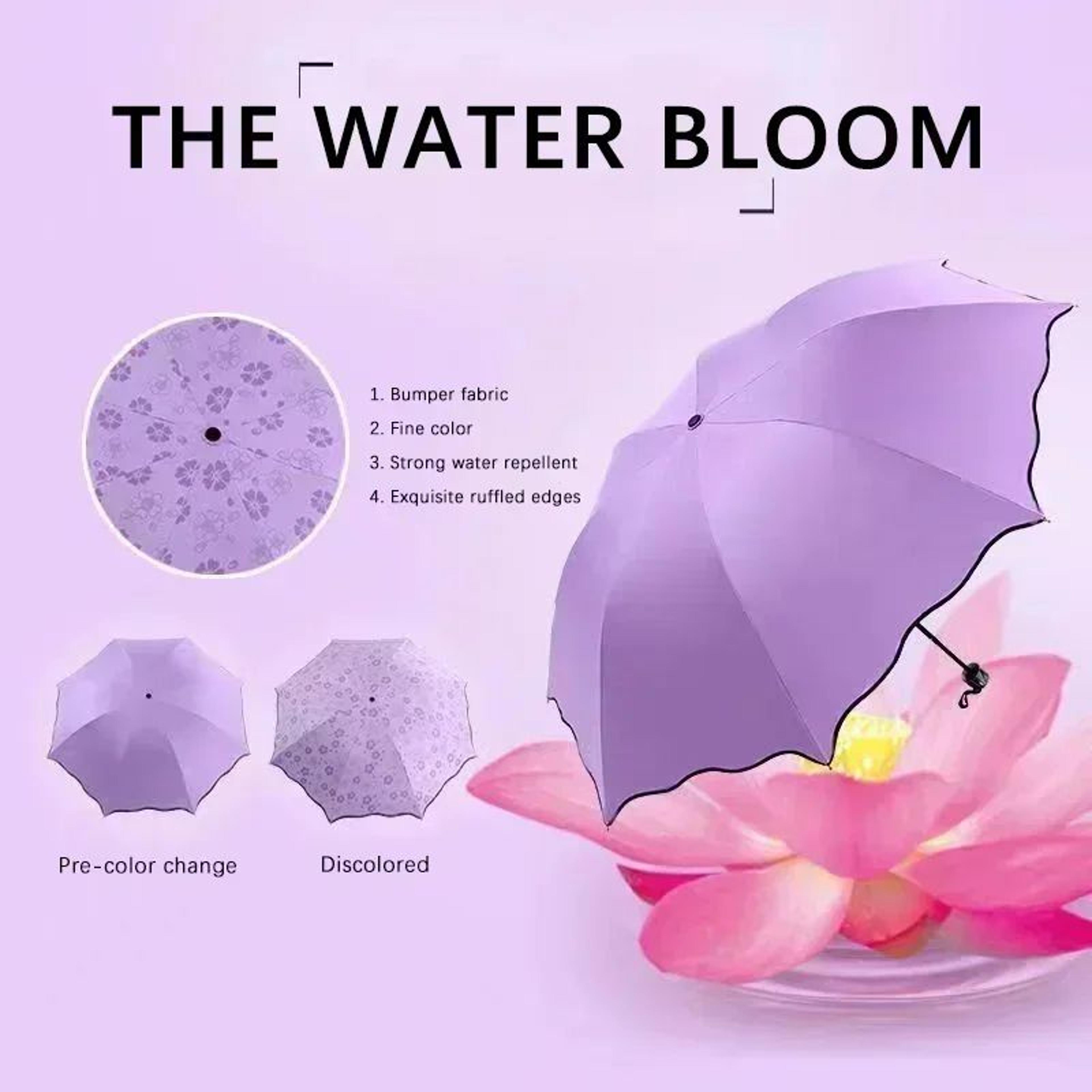 Water Bloom UV Protection Folding Umbrella For Sun And Rain 2