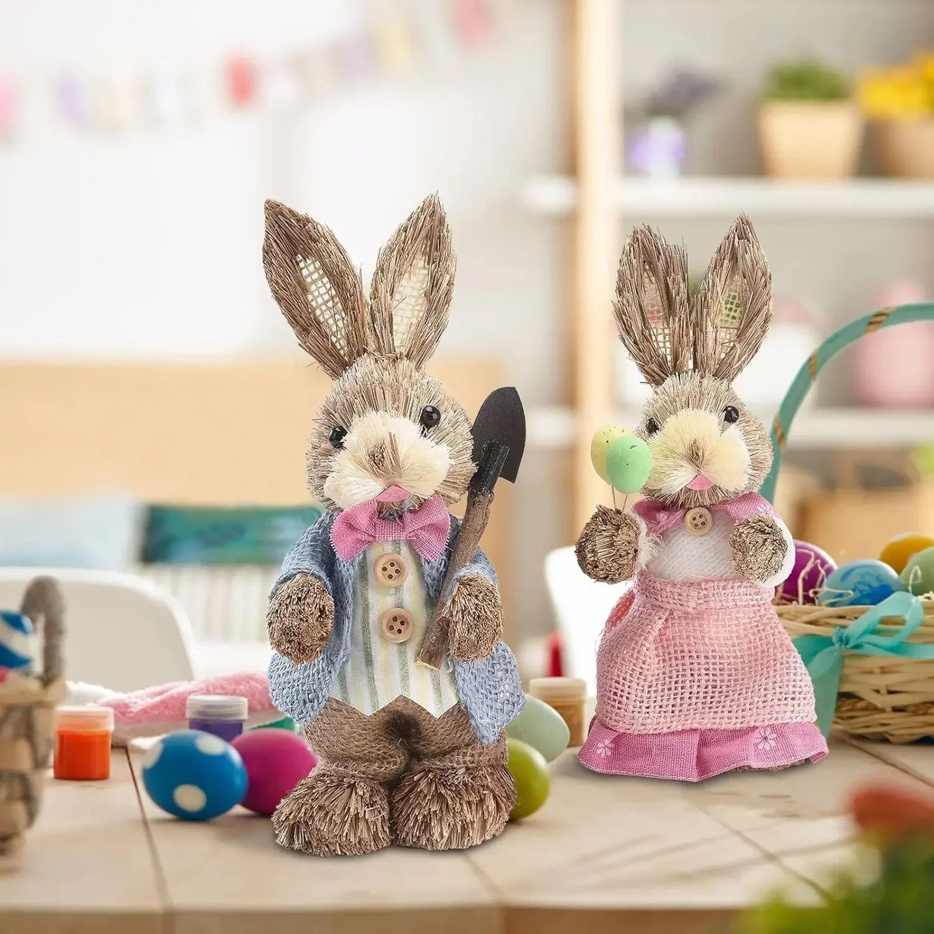 Rustic Handmade Easter Bunny Ornament For Spring Home And Party Decor 3