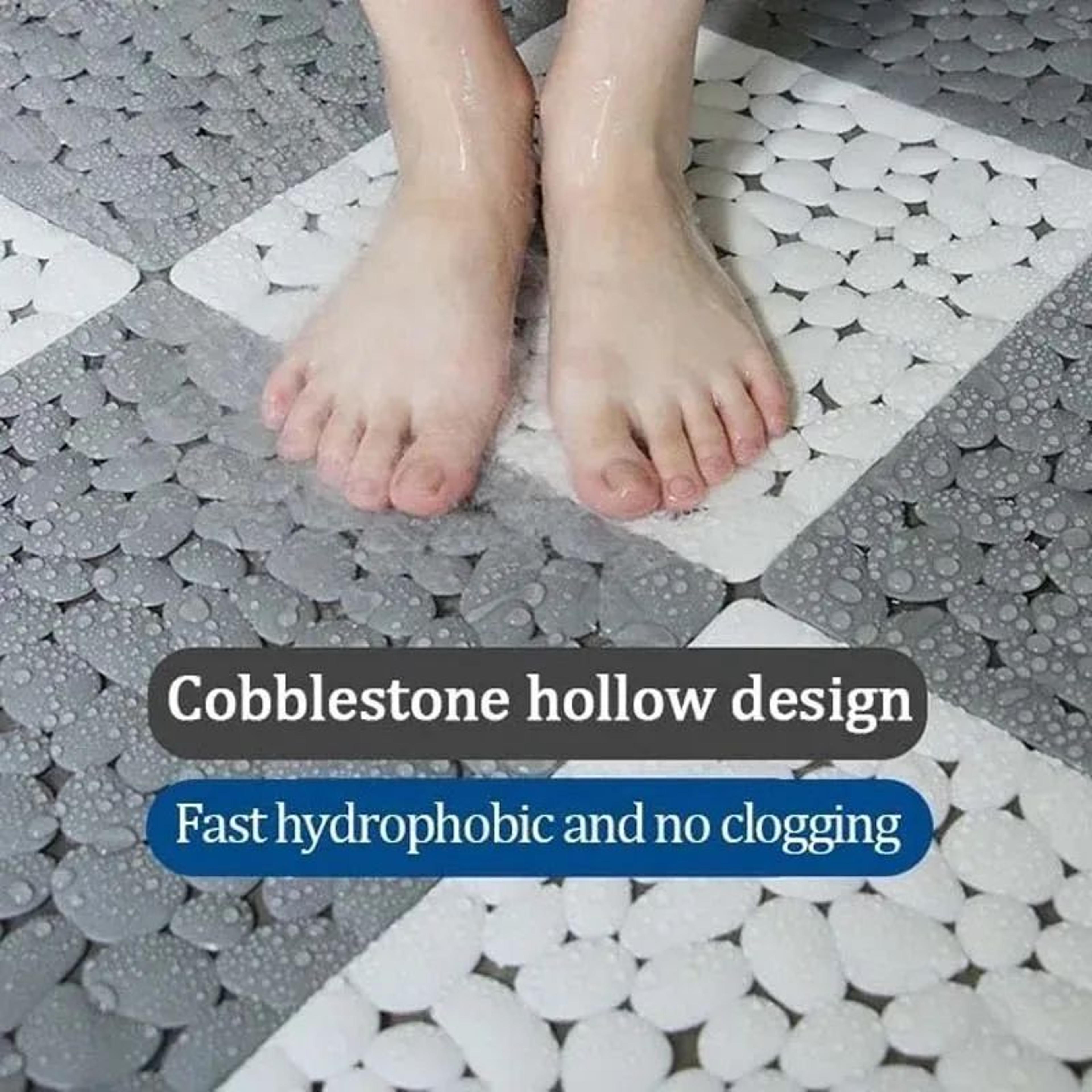 Interlocking Pebble NonSlip Shower Mat 118 Inch Waterproof Bathroom Floor Tiles 4