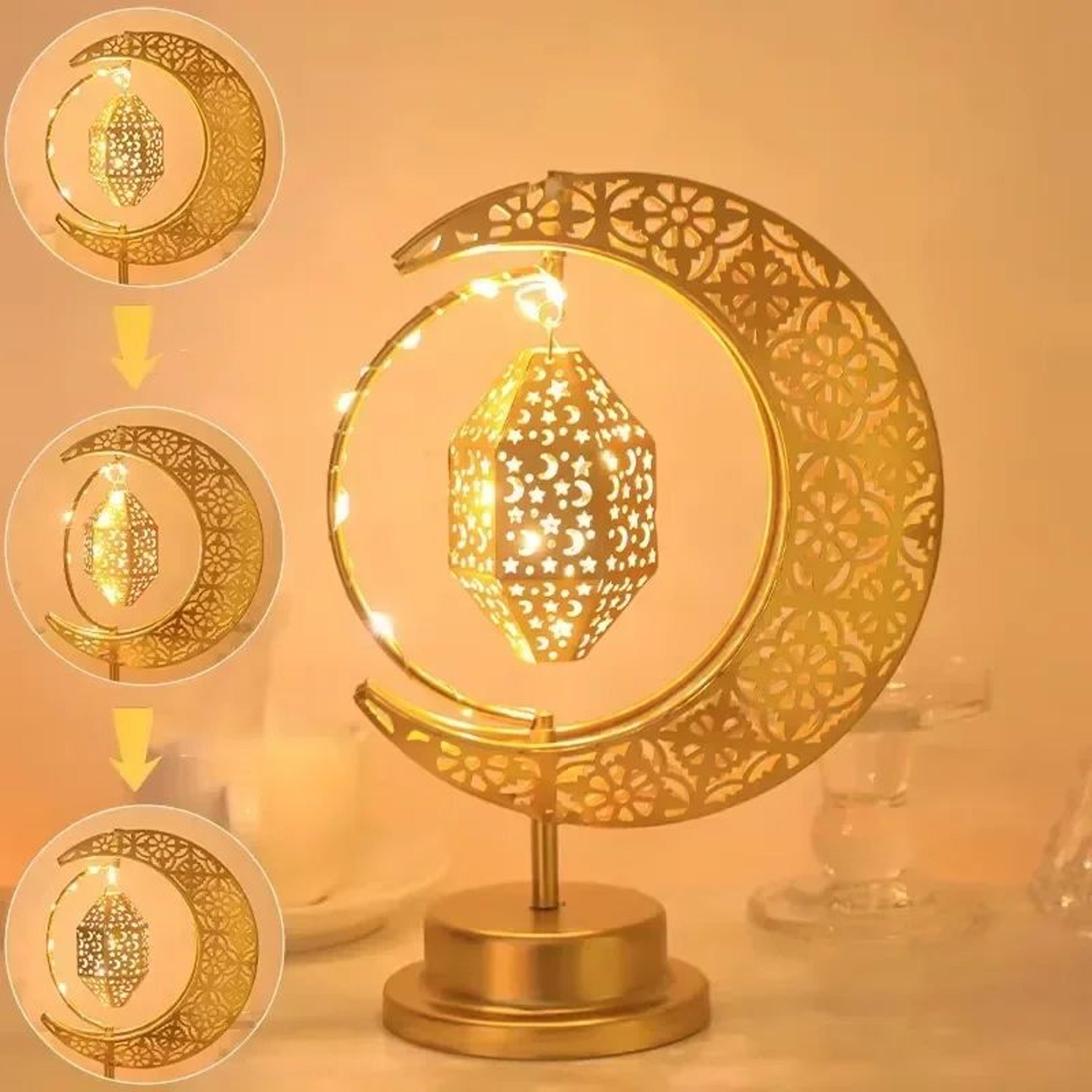 Rotating Ramadan LED Crescent Moon And Star Table Lamp 6