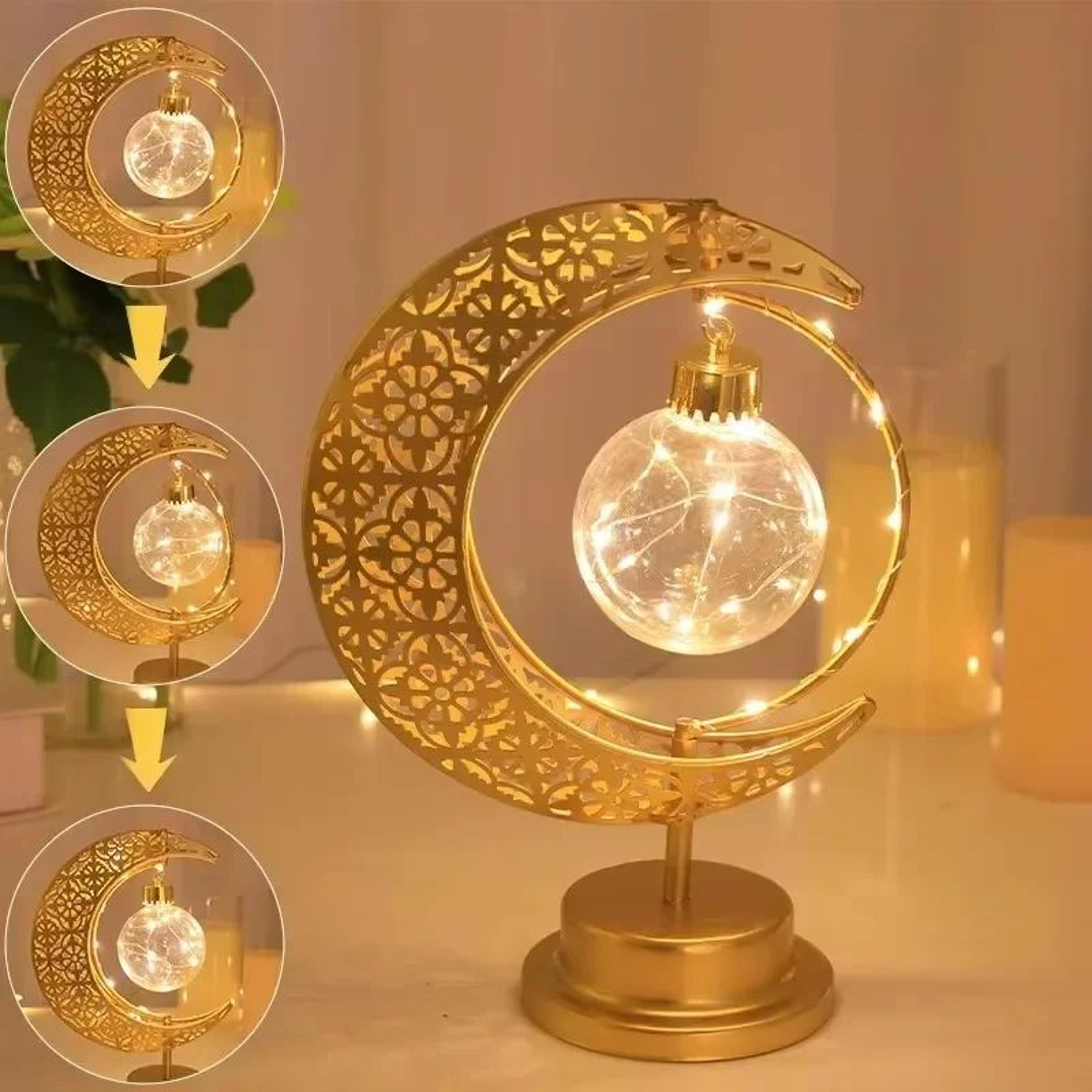 Rotating Ramadan LED Crescent Moon And Star Table Lamp 7