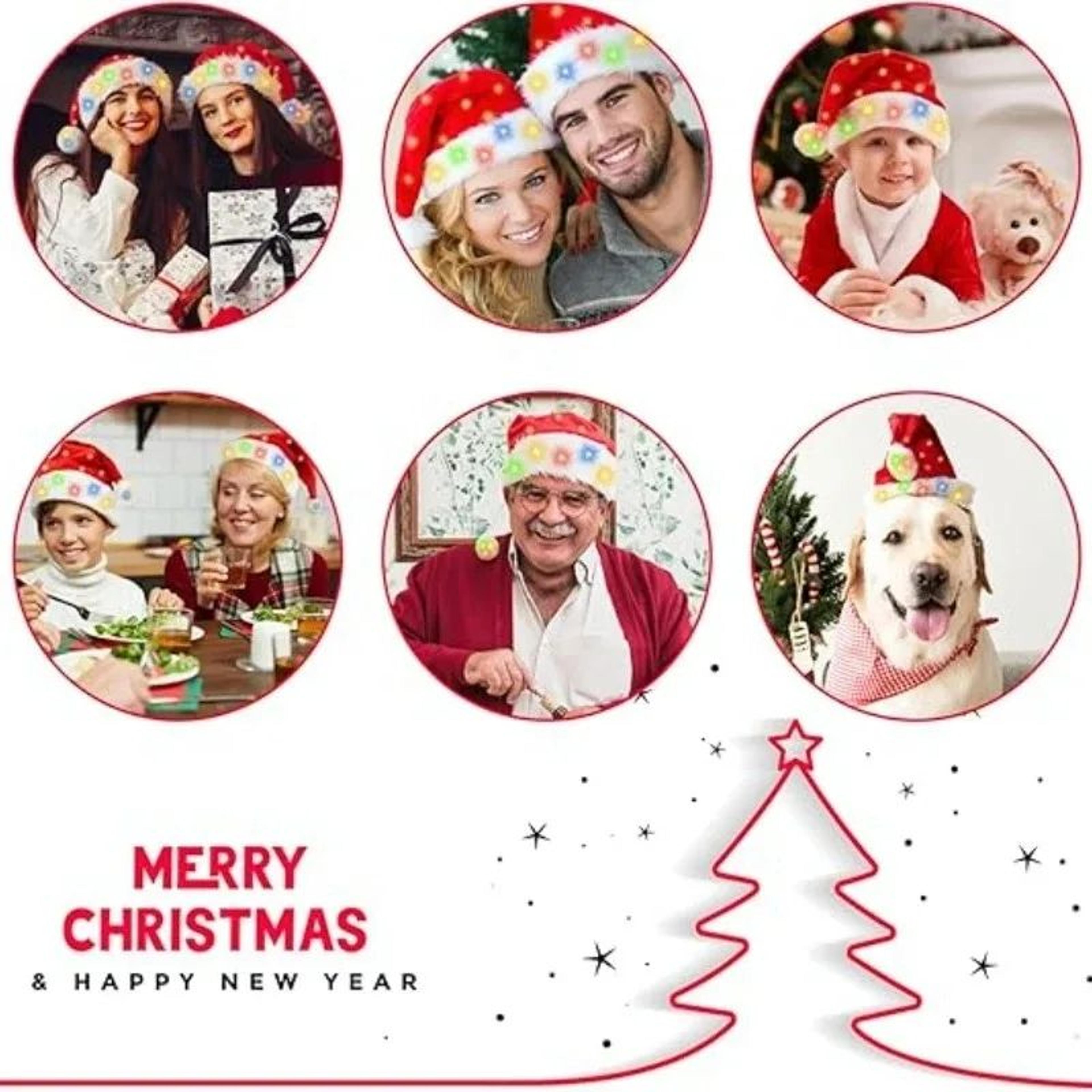 LED Light Up Plush Santa Hat For Adults And Kids 124PCS 2