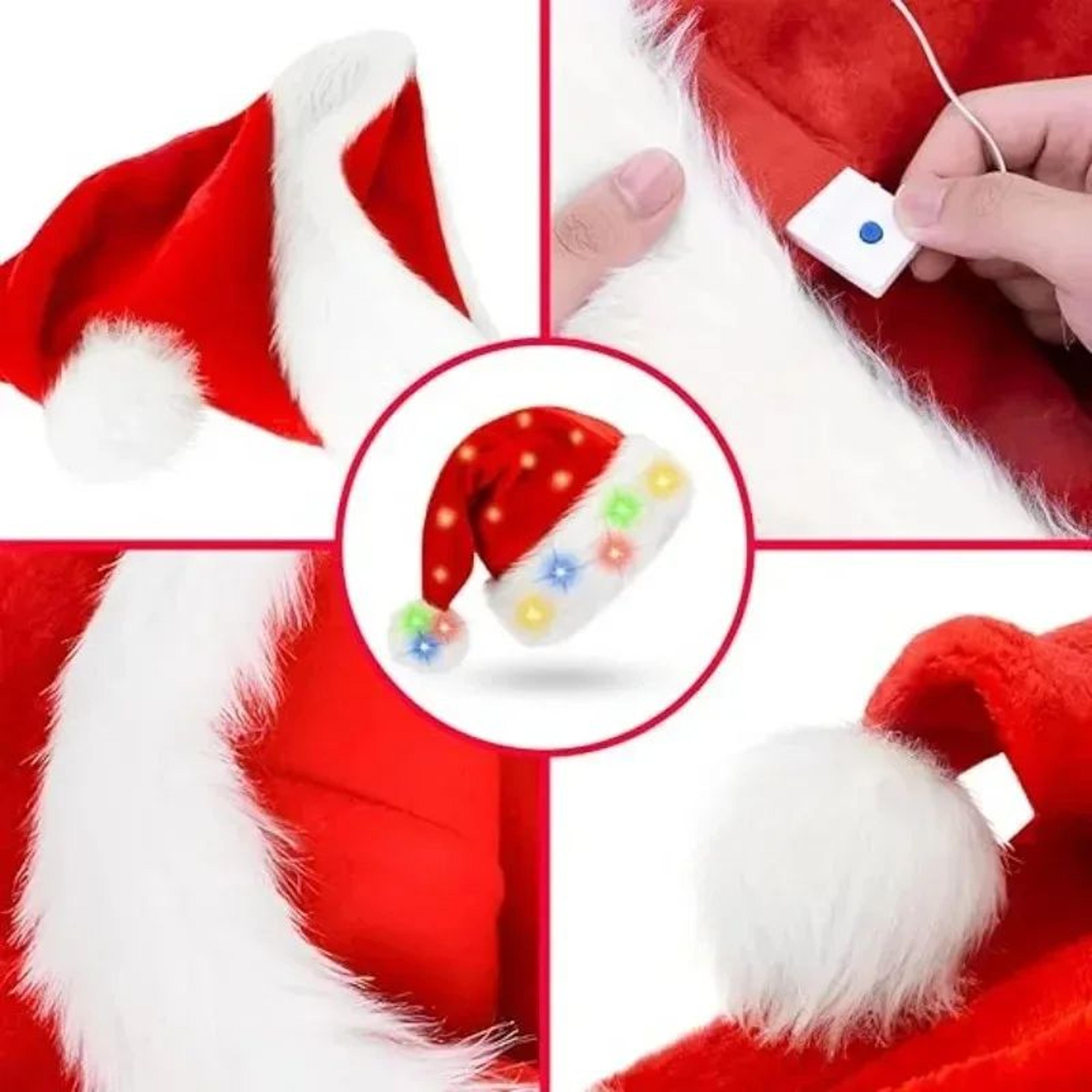 LED Light Up Plush Santa Hat For Adults And Kids 124PCS 3