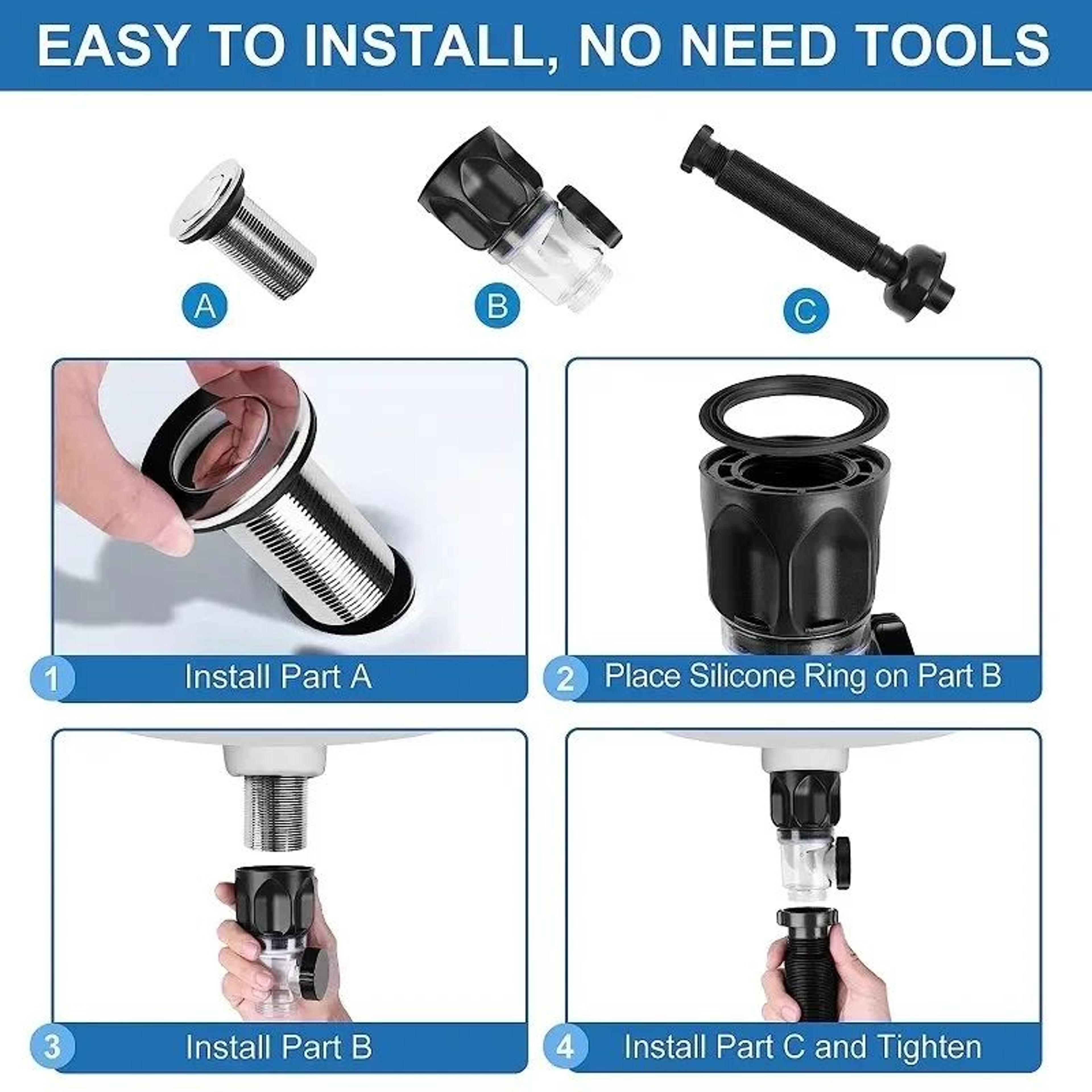 FlipTop AntiOdor Sink Drain With Flexible AntiClog Pipe 3