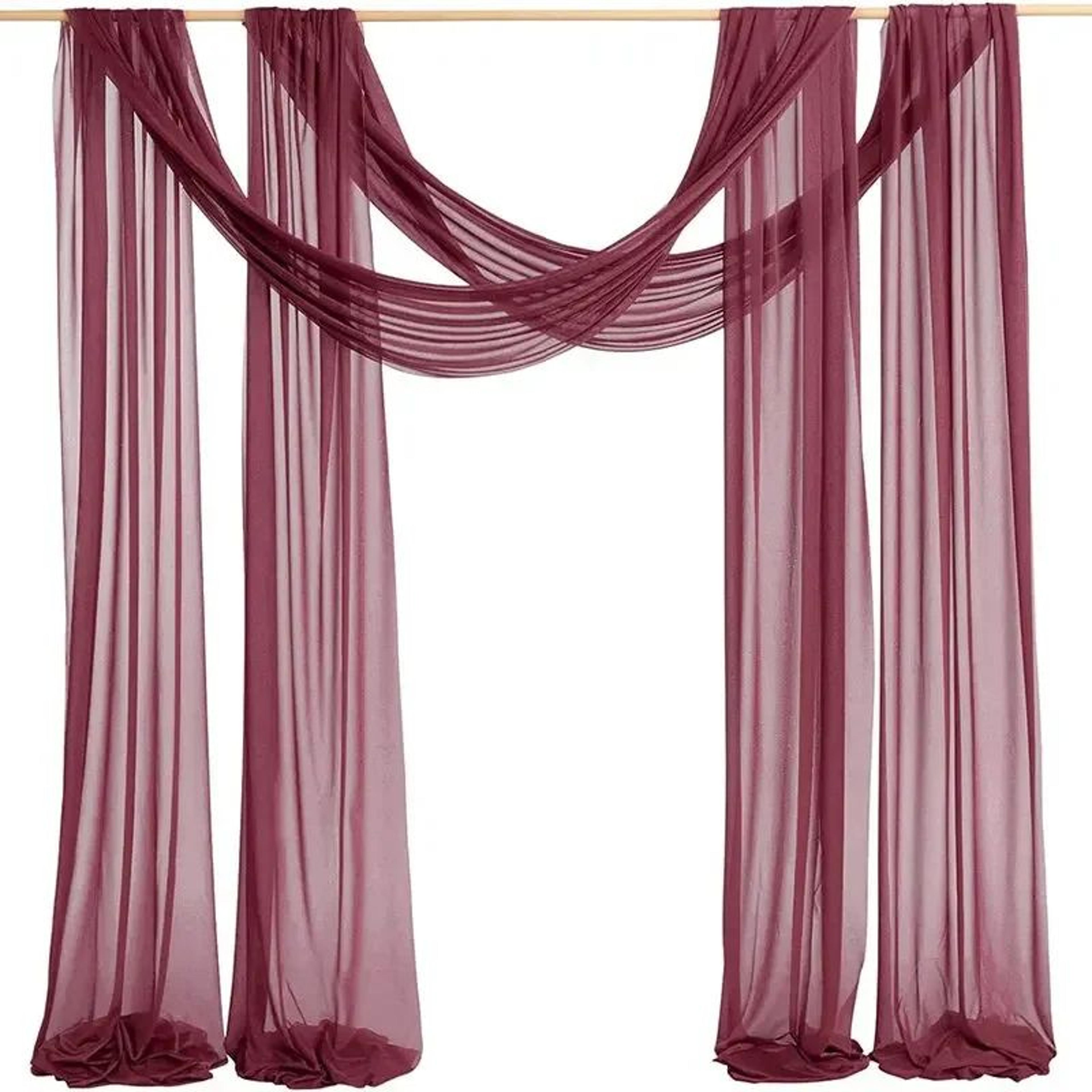 2 Pack Terracotta Wedding Arch Drapes Sheer Chiffon Backdrop Curtains 16