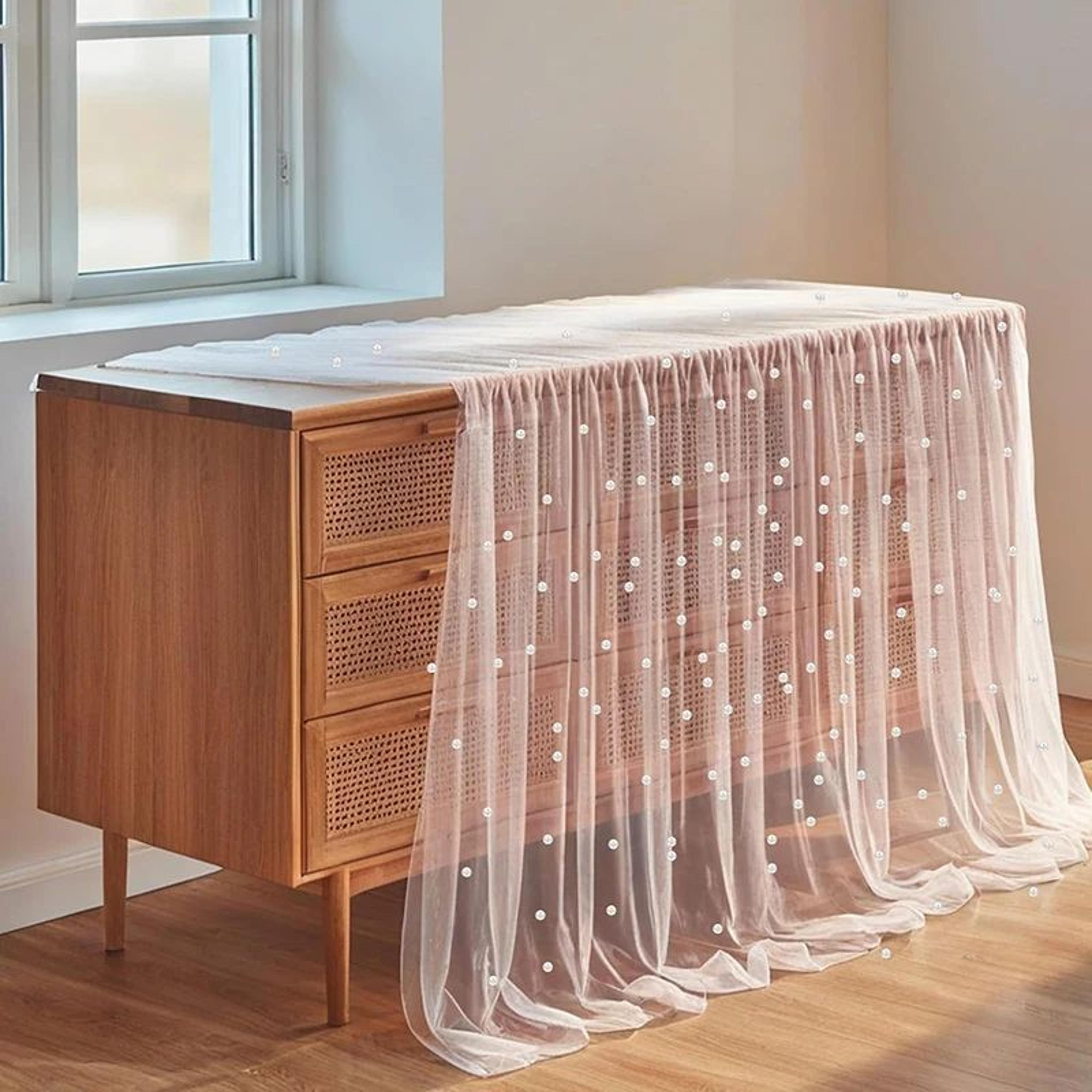 Pearl Tulle Table Runner Sheer Chiffon Wedding And Party Decor 5