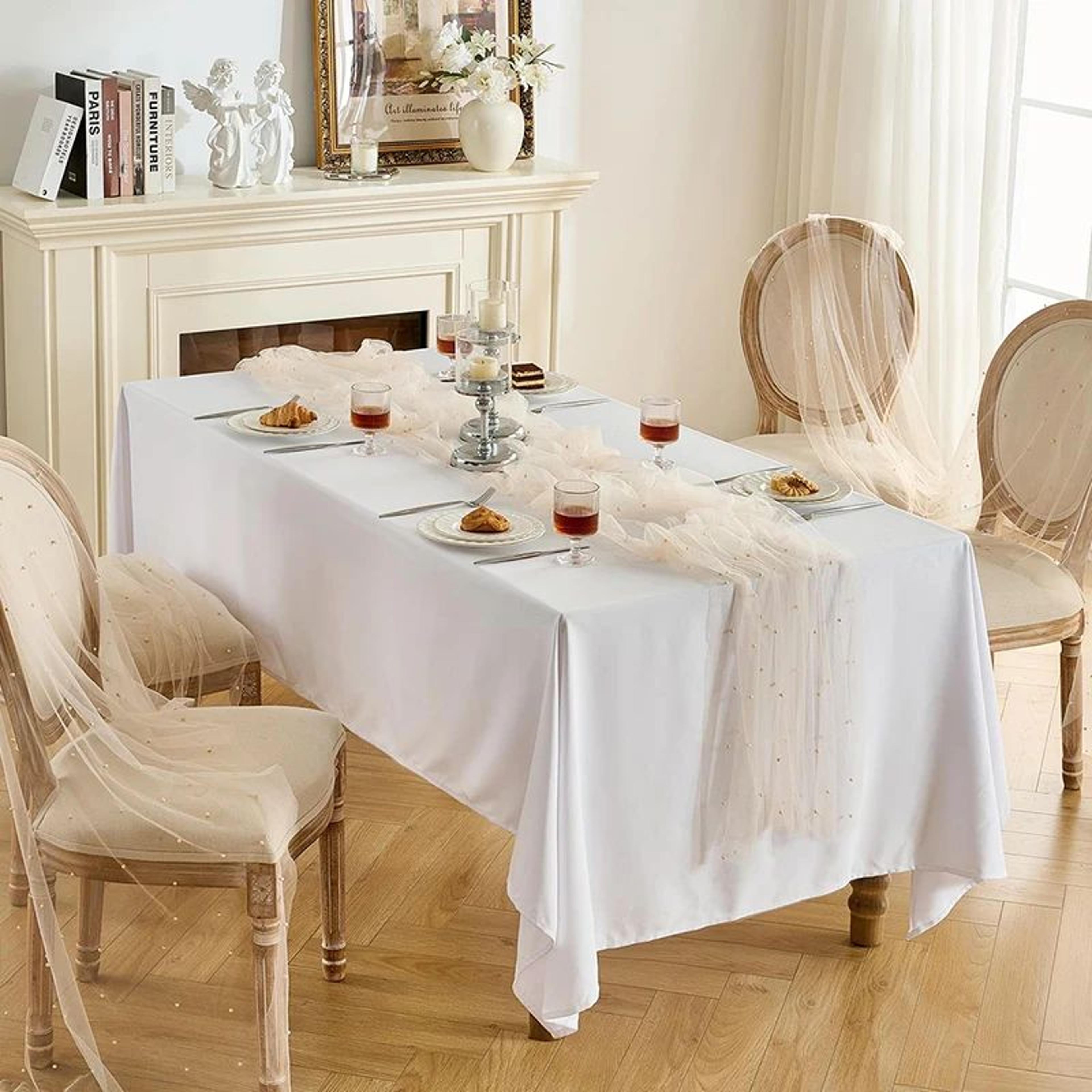 Pearl Tulle Table Runner Sheer Chiffon Wedding And Party Decor 10