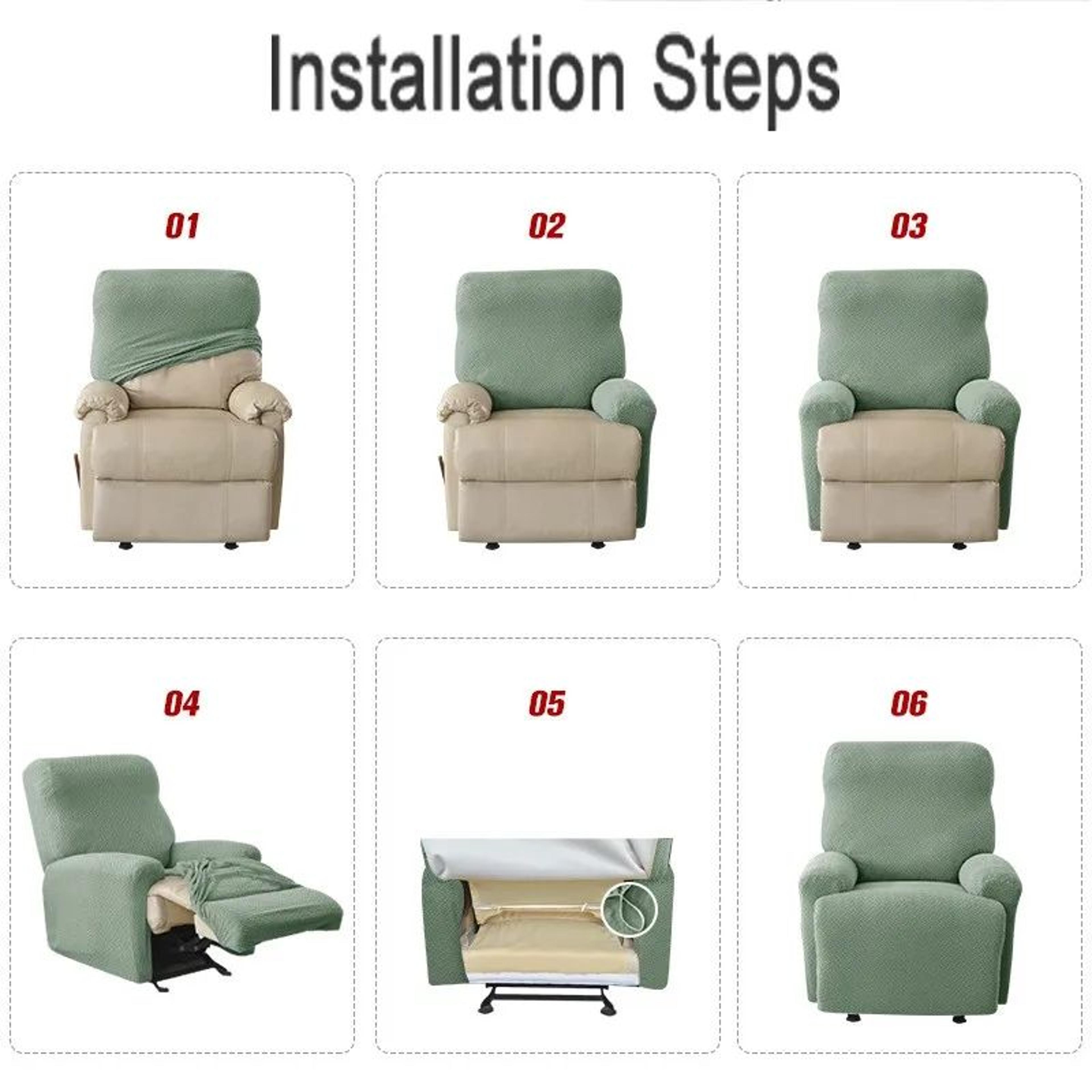 Jacquard Stretch Recliner Sofa Cover 4 Piece Non Slip Chair Protector 4