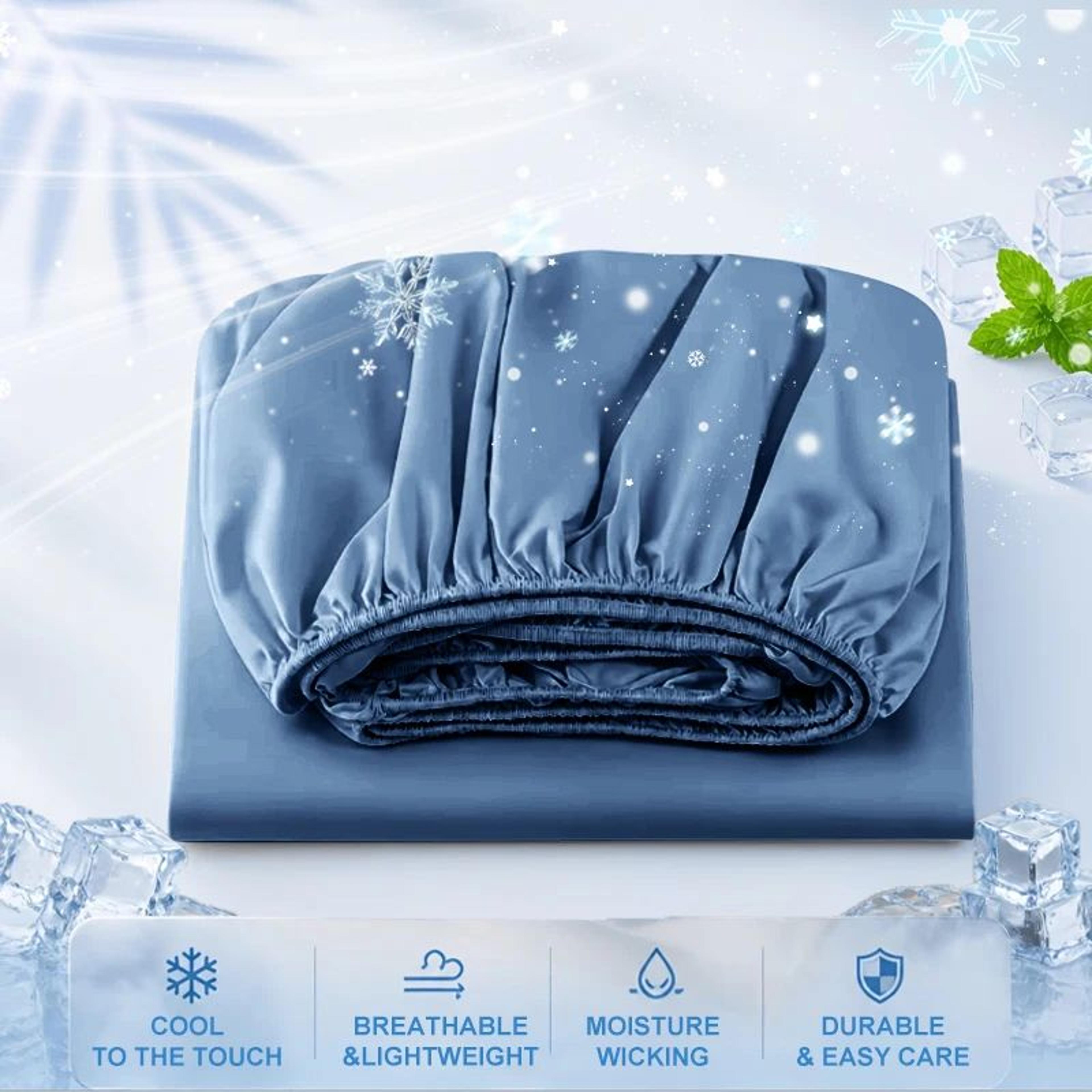 Summer Cooling Mattress Protector Fitted Sheet With NonSlip Elastic Fit 10