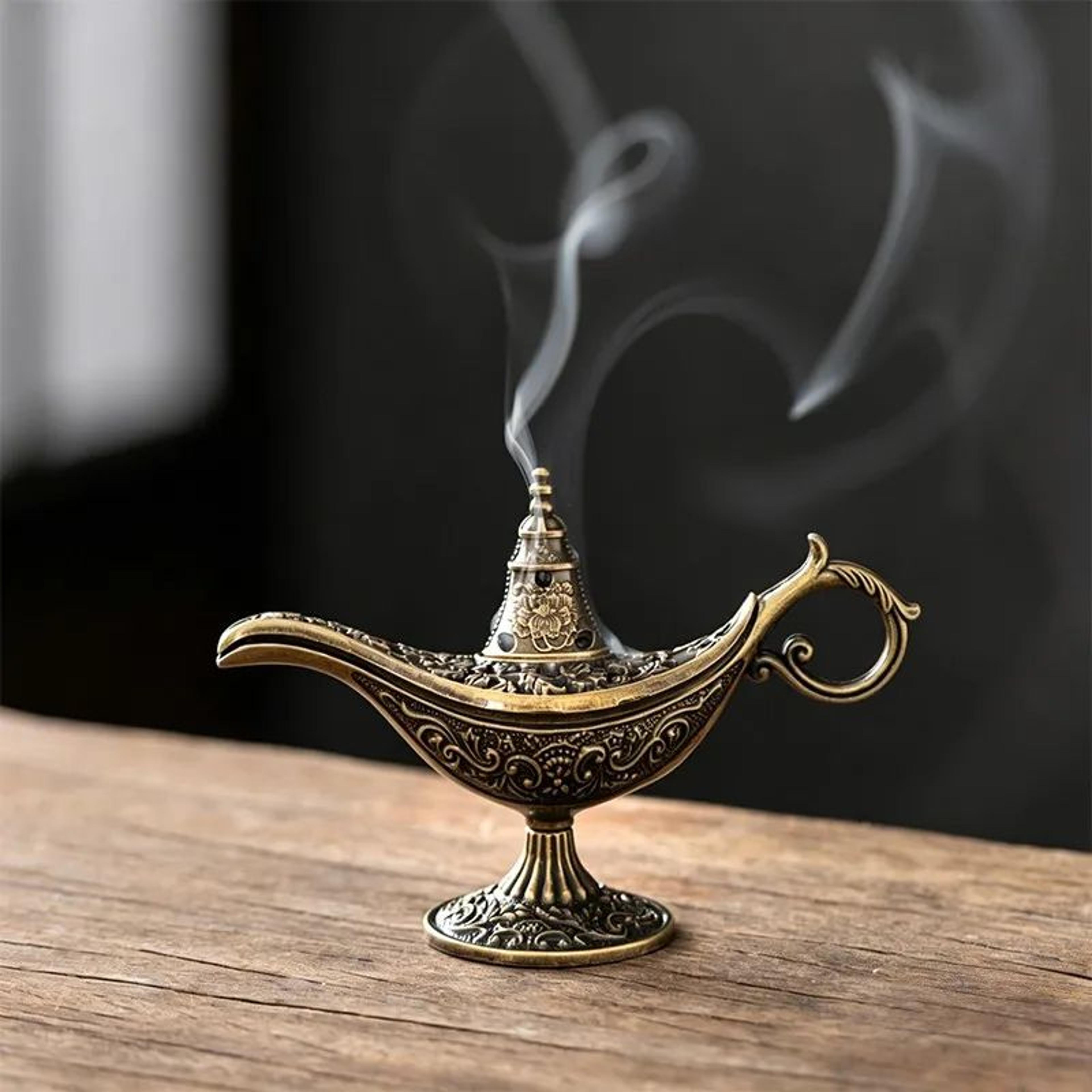 Antique Aladdin Lamp Incense Burner Metal Aroma Holder For Home Decor 6
