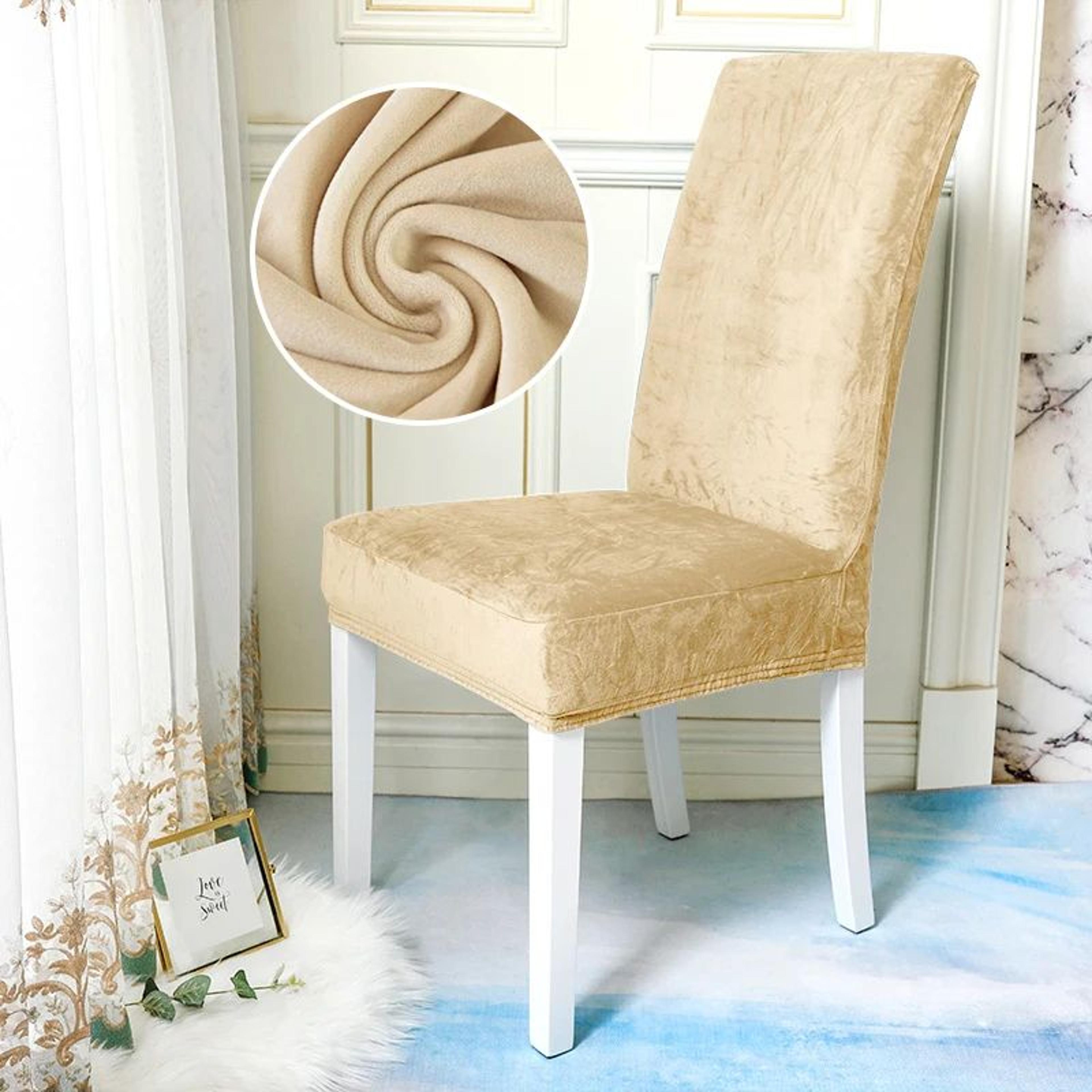 Velvet Stretch Dining Chair Cover Soft Parsons Chair Slipcover Protector 7