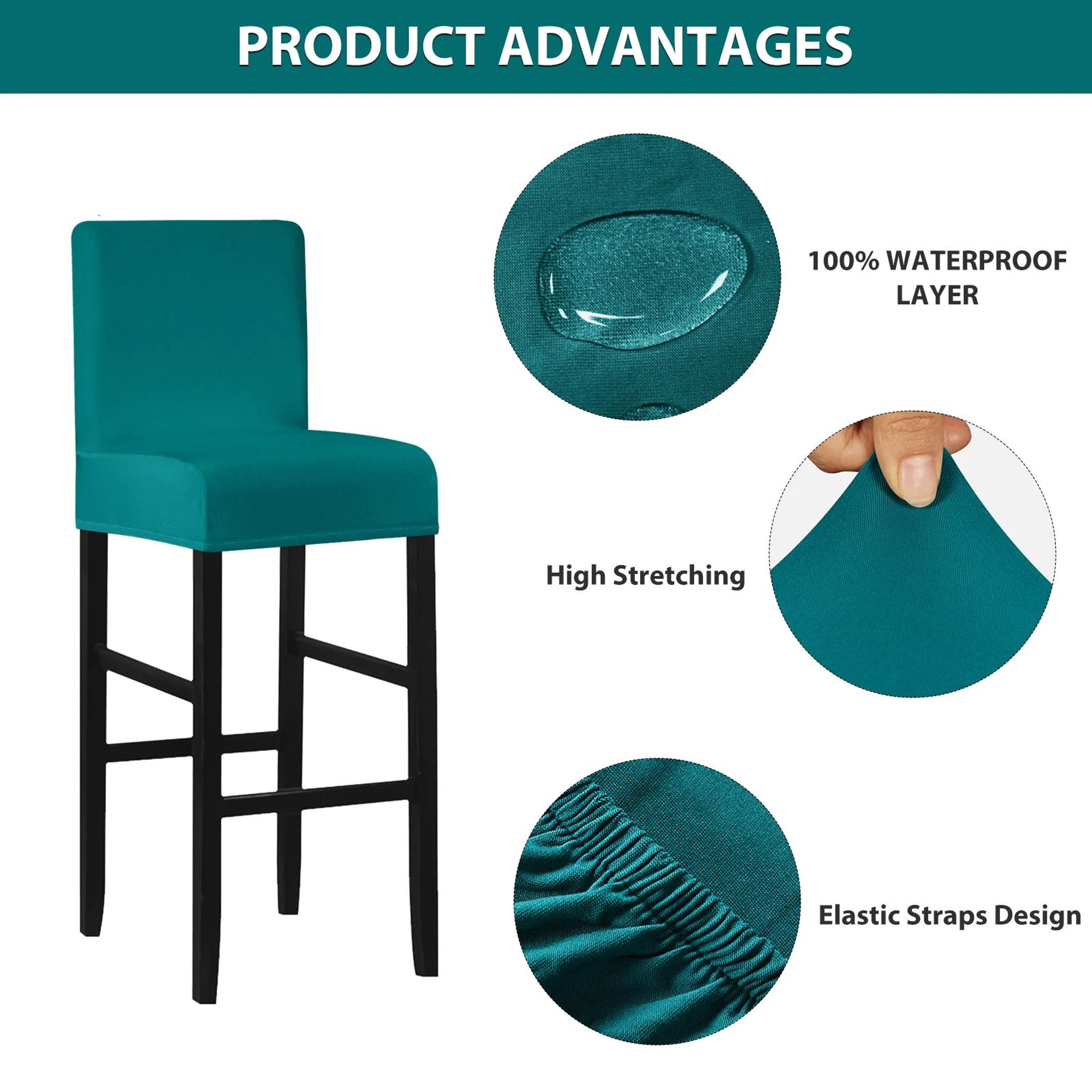 Waterproof Stretch Short Back Chair Cover For Dining And Bar Stools 5
