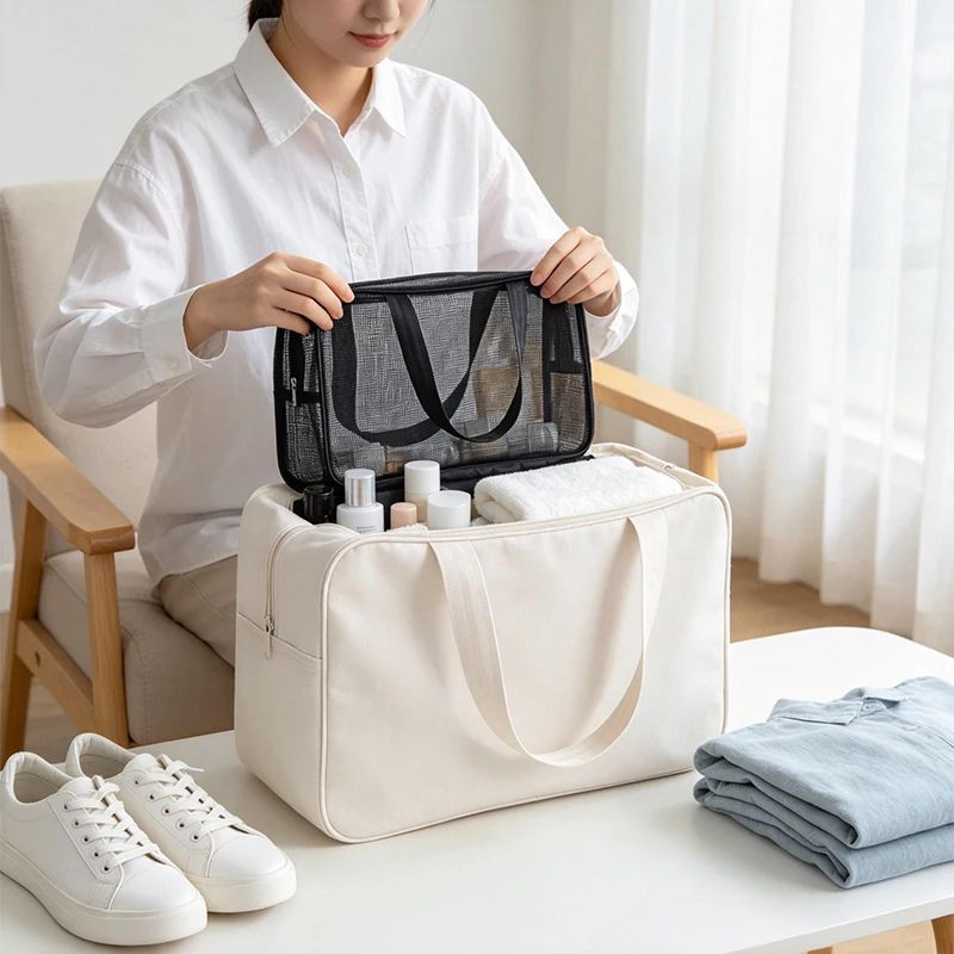 Large Capacity Mesh Shower Caddy Tote Bag Quick Dry Toiletry Organizer 3