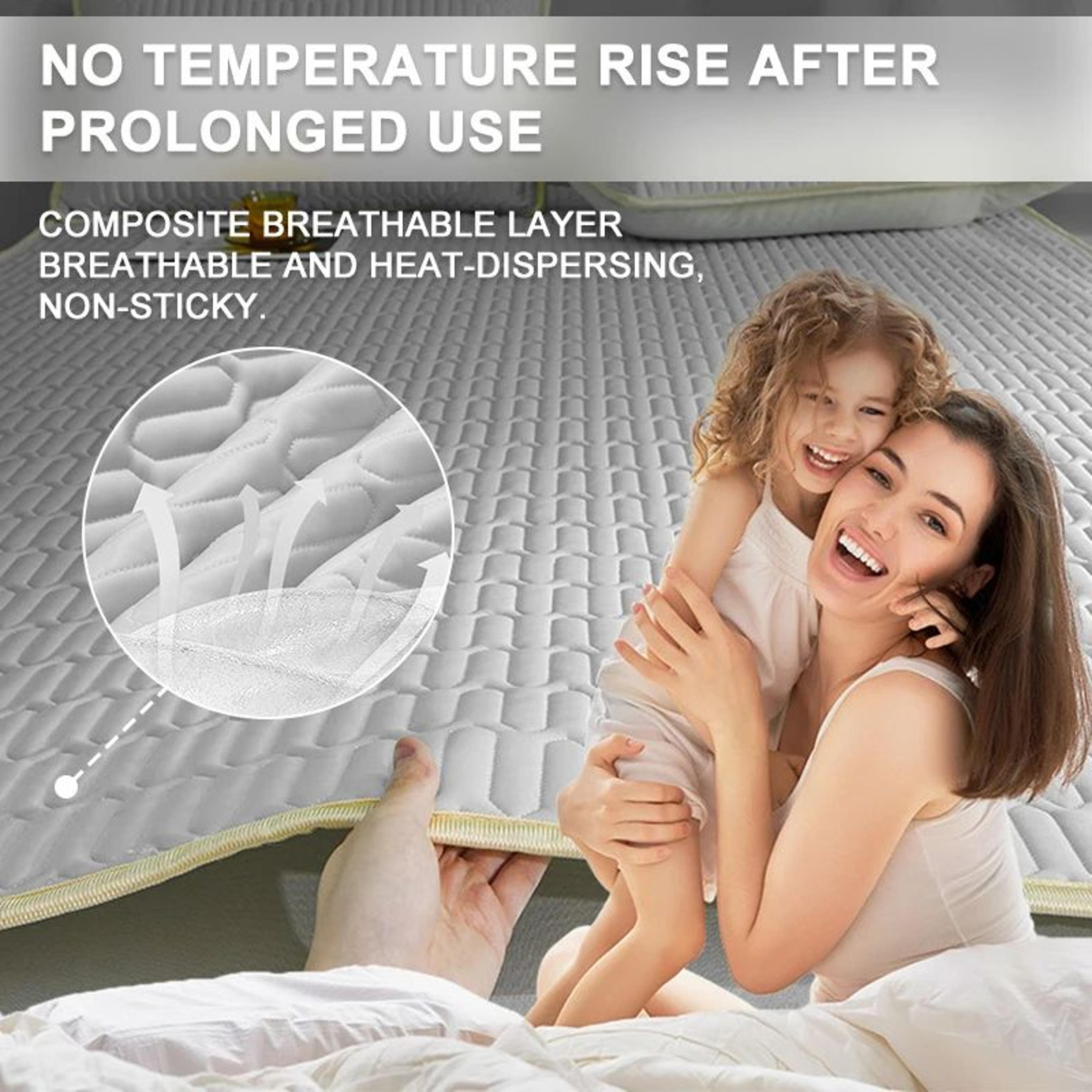 Cooling Mattress Pad Breathable Quilted Mattress Cover With Elastic Corner Straps 3
