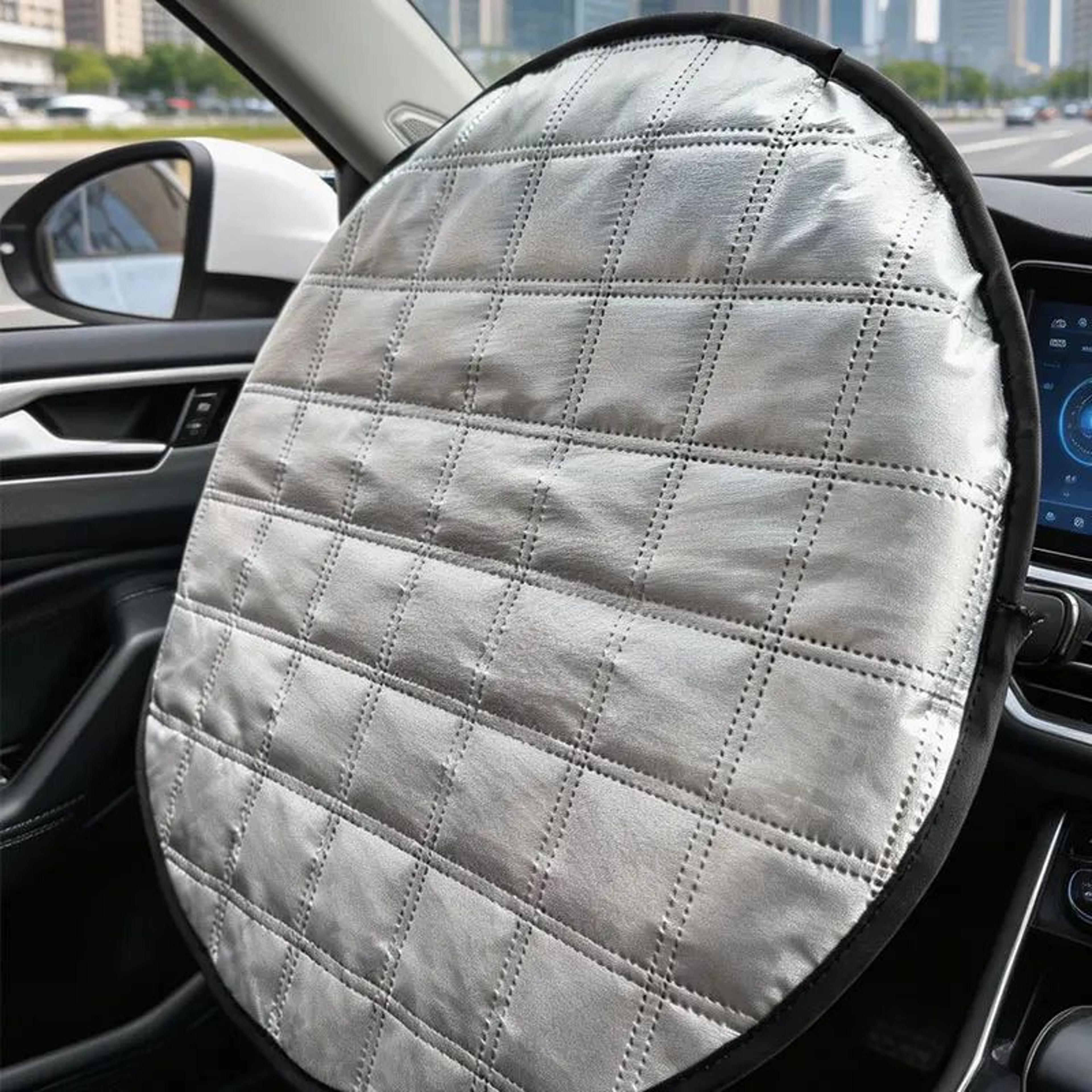 Universal Reflective Steering Wheel Sunshade Cover Foldable Heat And UV Protector 5