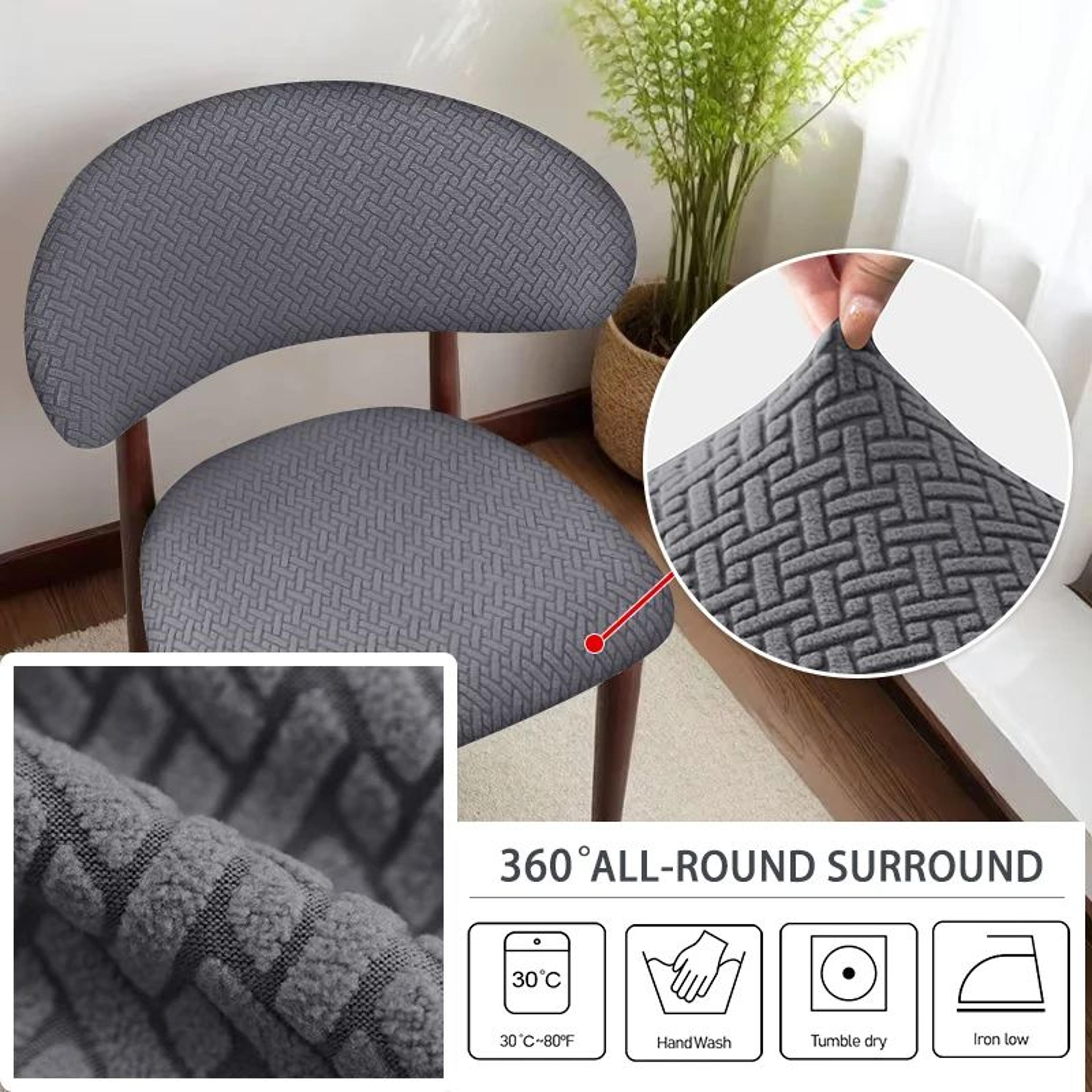 CShaped Stretch Dining Chair Cover Set For Curved Backrest Protection 3