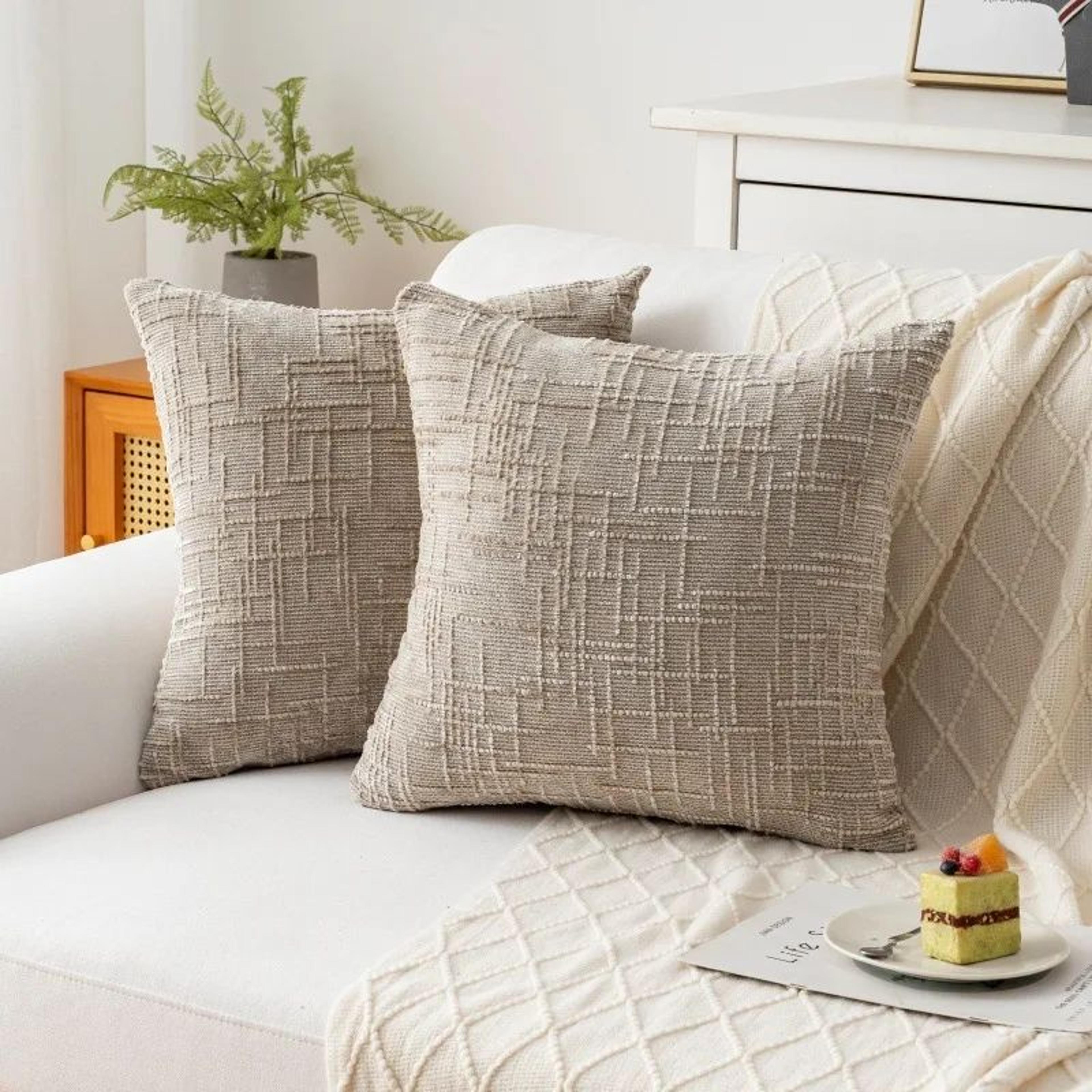 Textured Chenille Plaid Throw Pillow Cover For Sofa Bed And Living Room Decor 6
