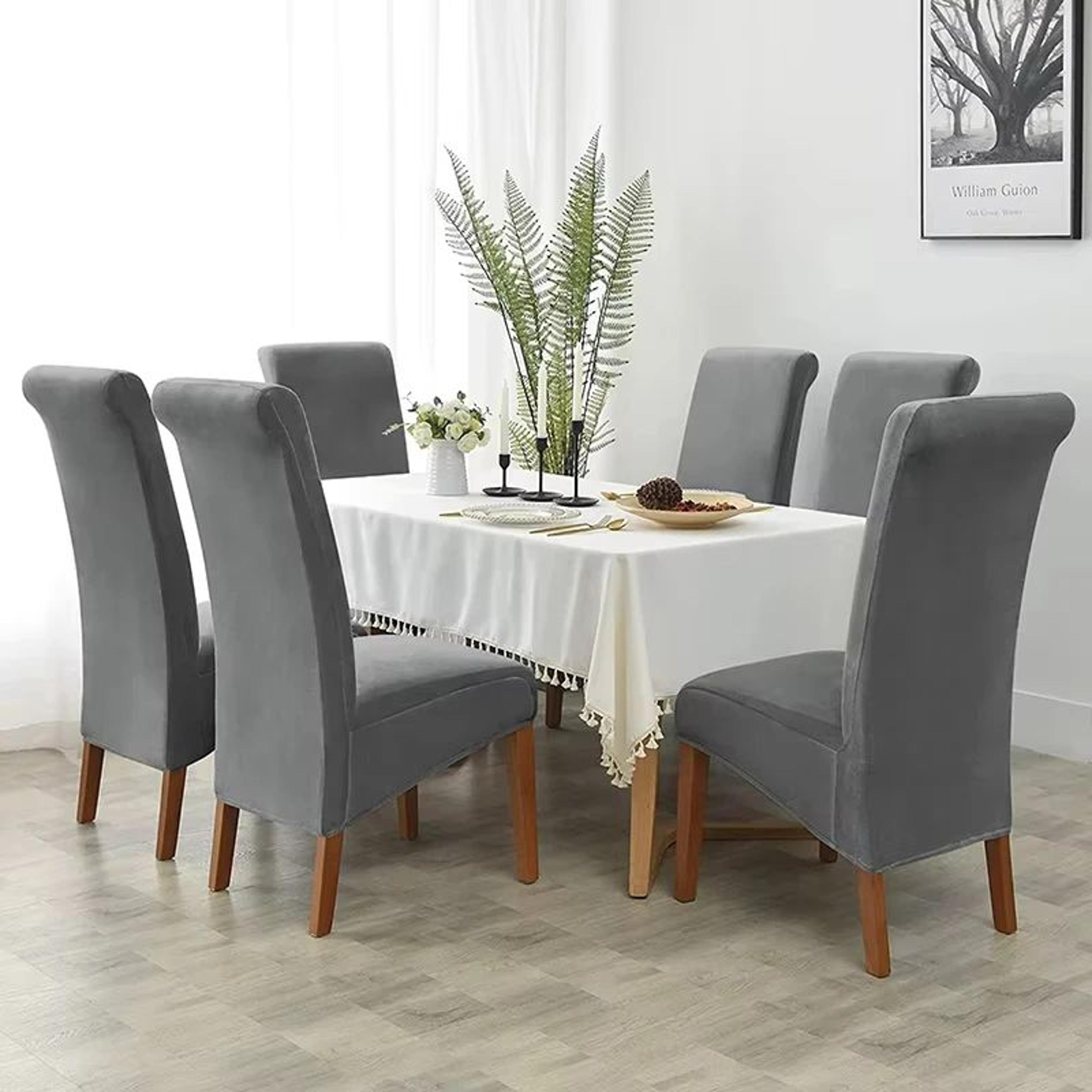 Large Velvet Stretch Dining Chair Cover For High Back Chairs 0