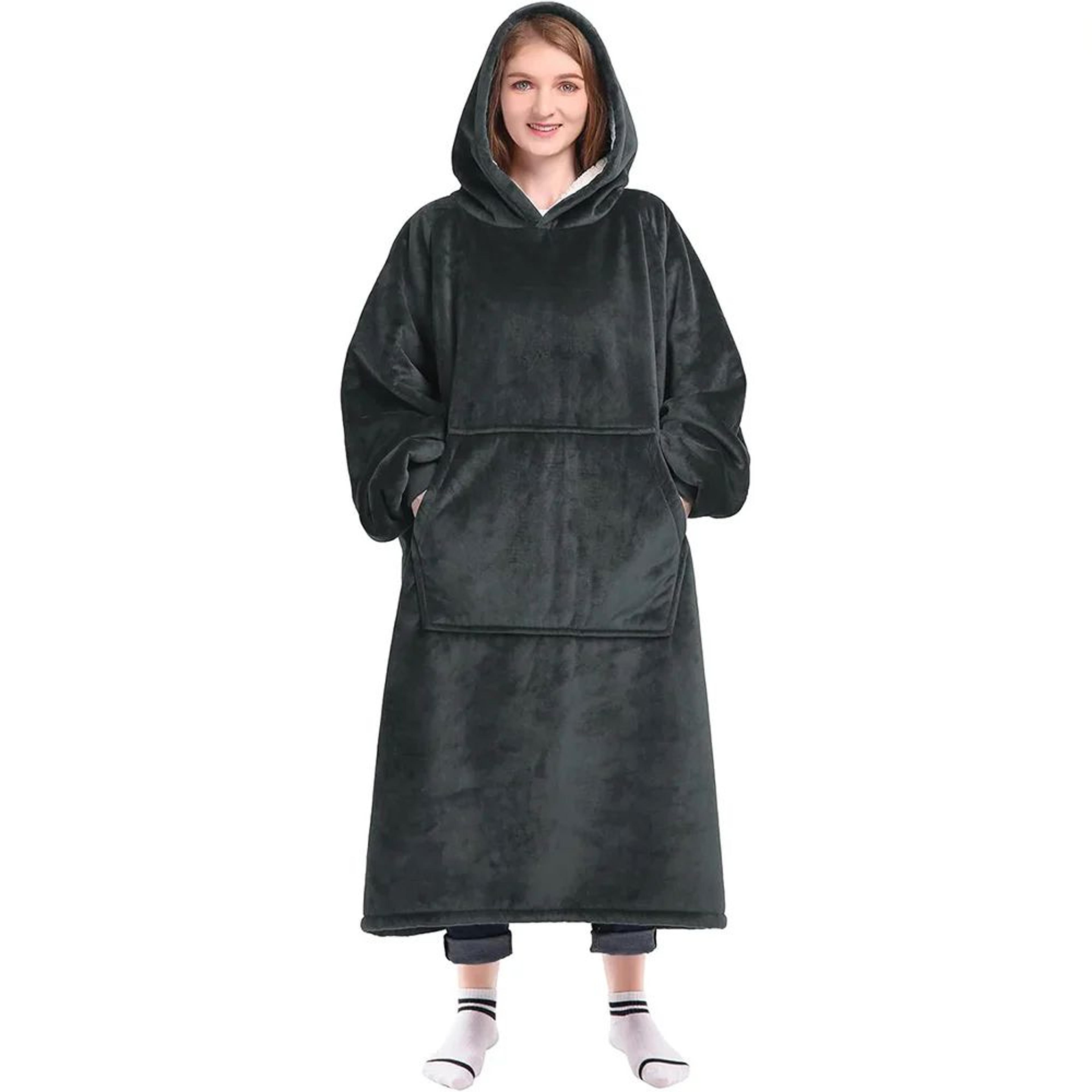 Oversized Wearable Blanket Hoodie With Sleeves And Pocket For Men And Women 8
