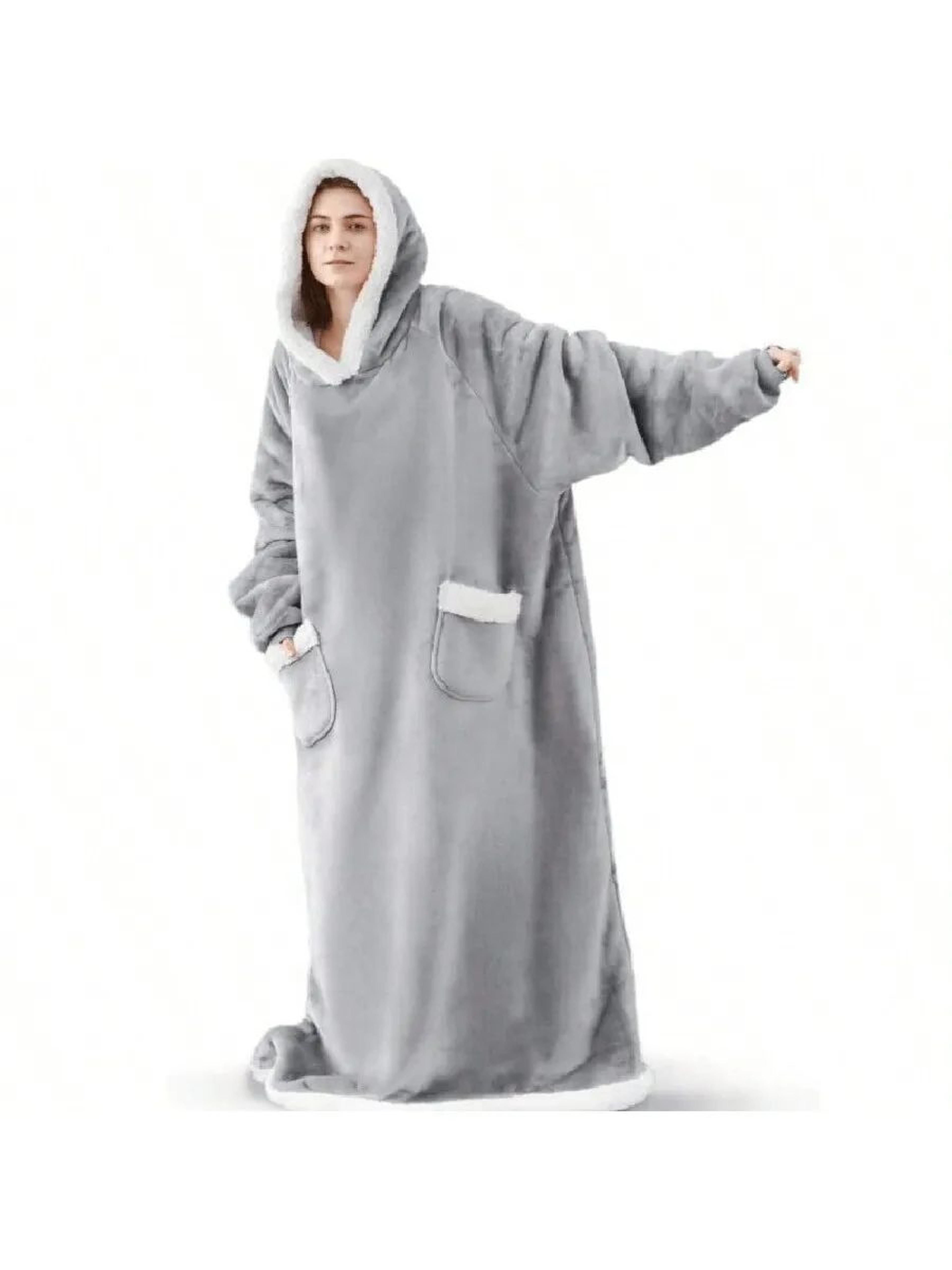 Cozy Oversized Wearable Blanket Hoodie With Sleeves And Pockets 2