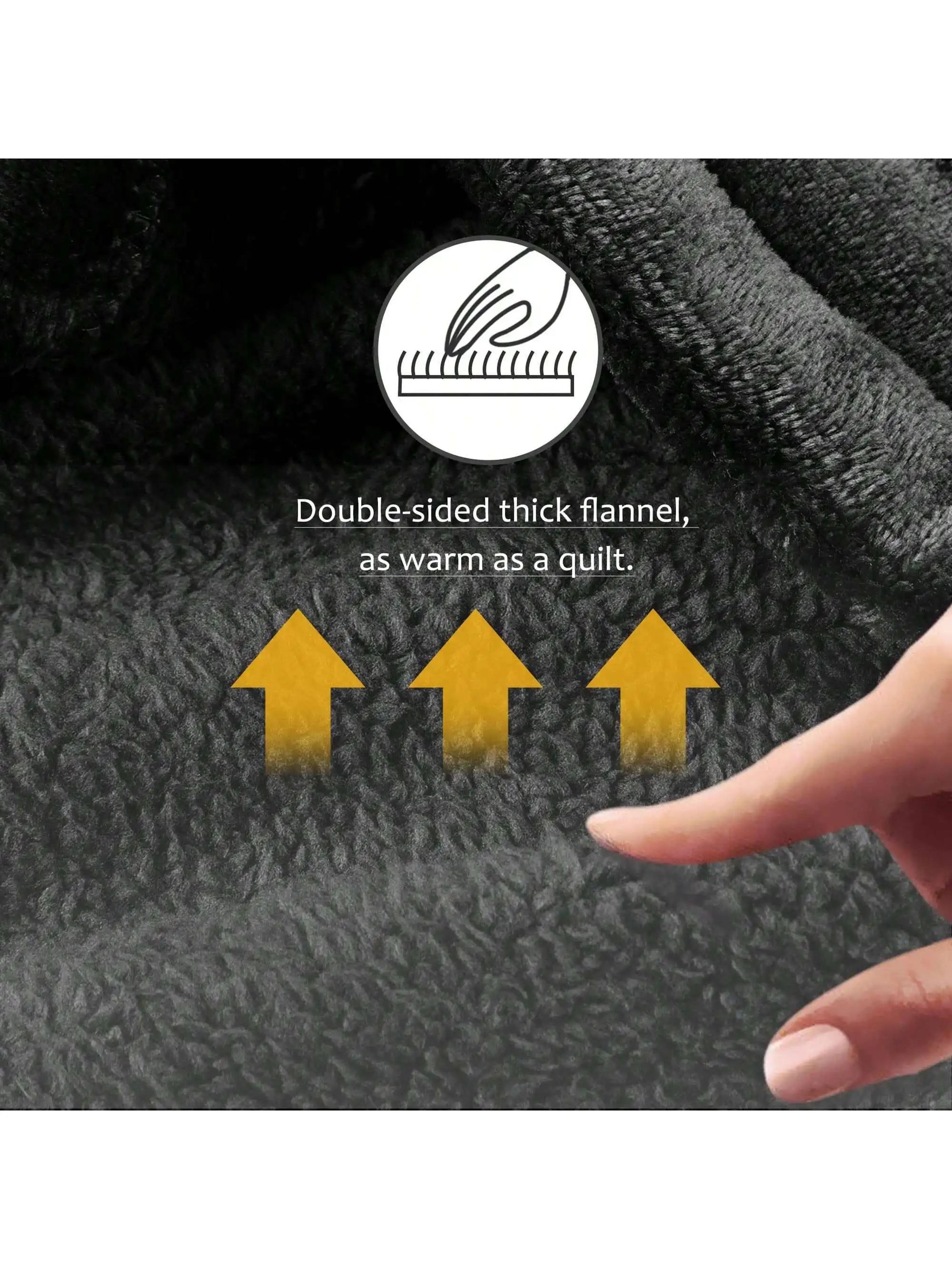 ExtraLong Flannel Wearable Blanket Hoodie With Sleeves And Pockets  57 Inch 4