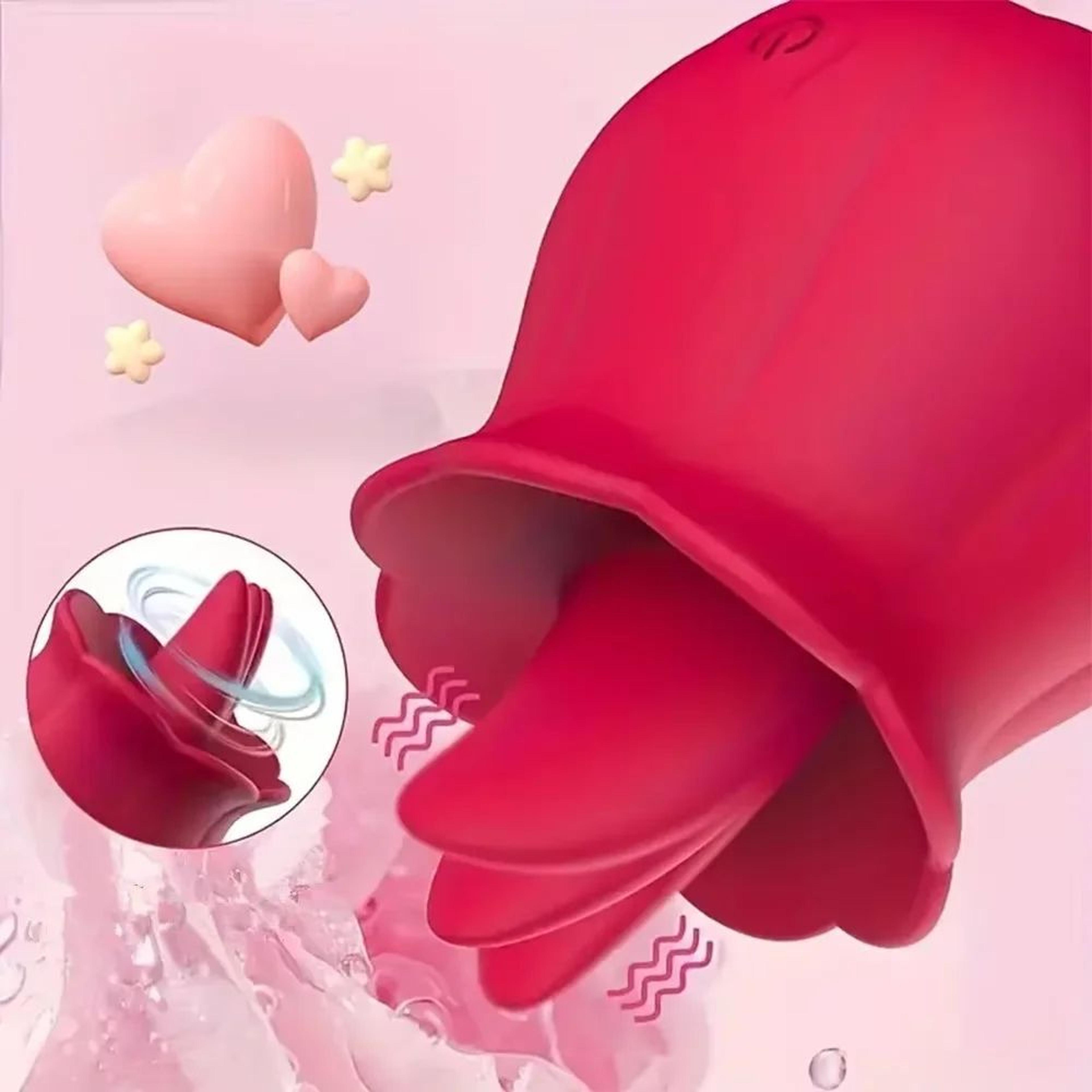 Rose Dual Stimulation Suction Vibrator With Insertable Massager 1