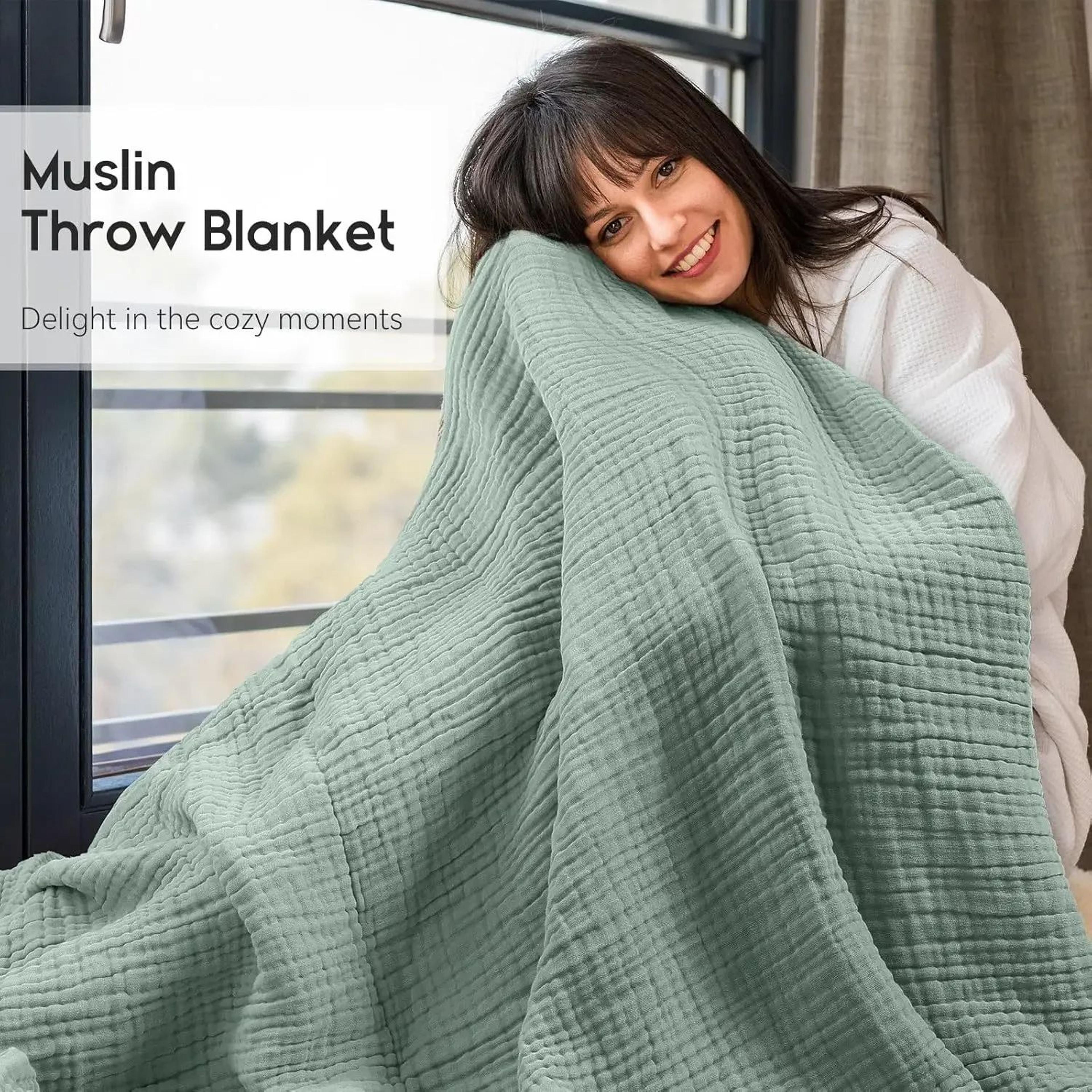 6Layer Cotton Muslin Throw Blanket Lightweight Breathable Boho Blanket 4