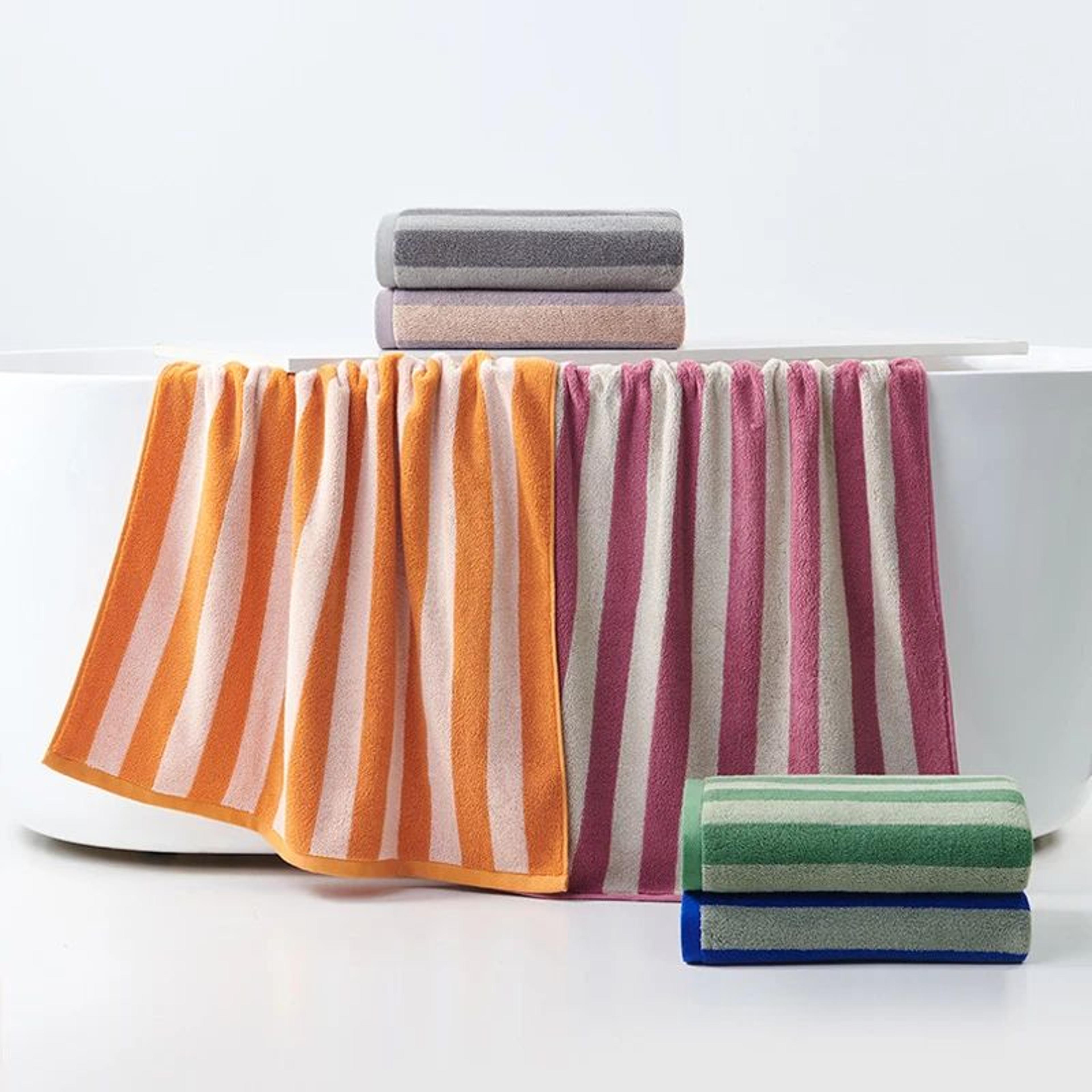 Plaid Cotton Bath Towel Set Soft Absorbent Lightweight Bathroom Towels 4