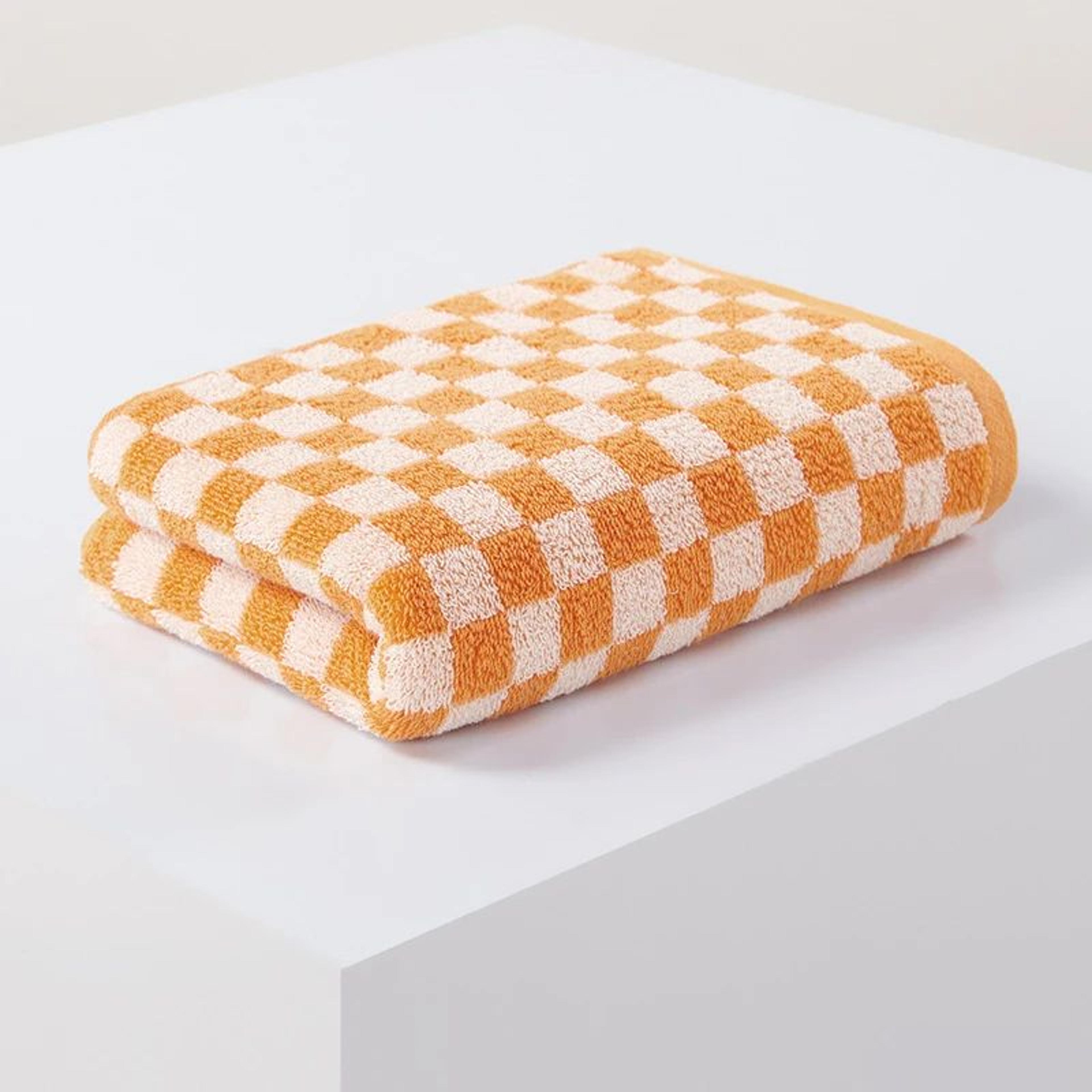 Plaid Cotton Bath Towel Set Soft Absorbent Lightweight Bathroom Towels 12