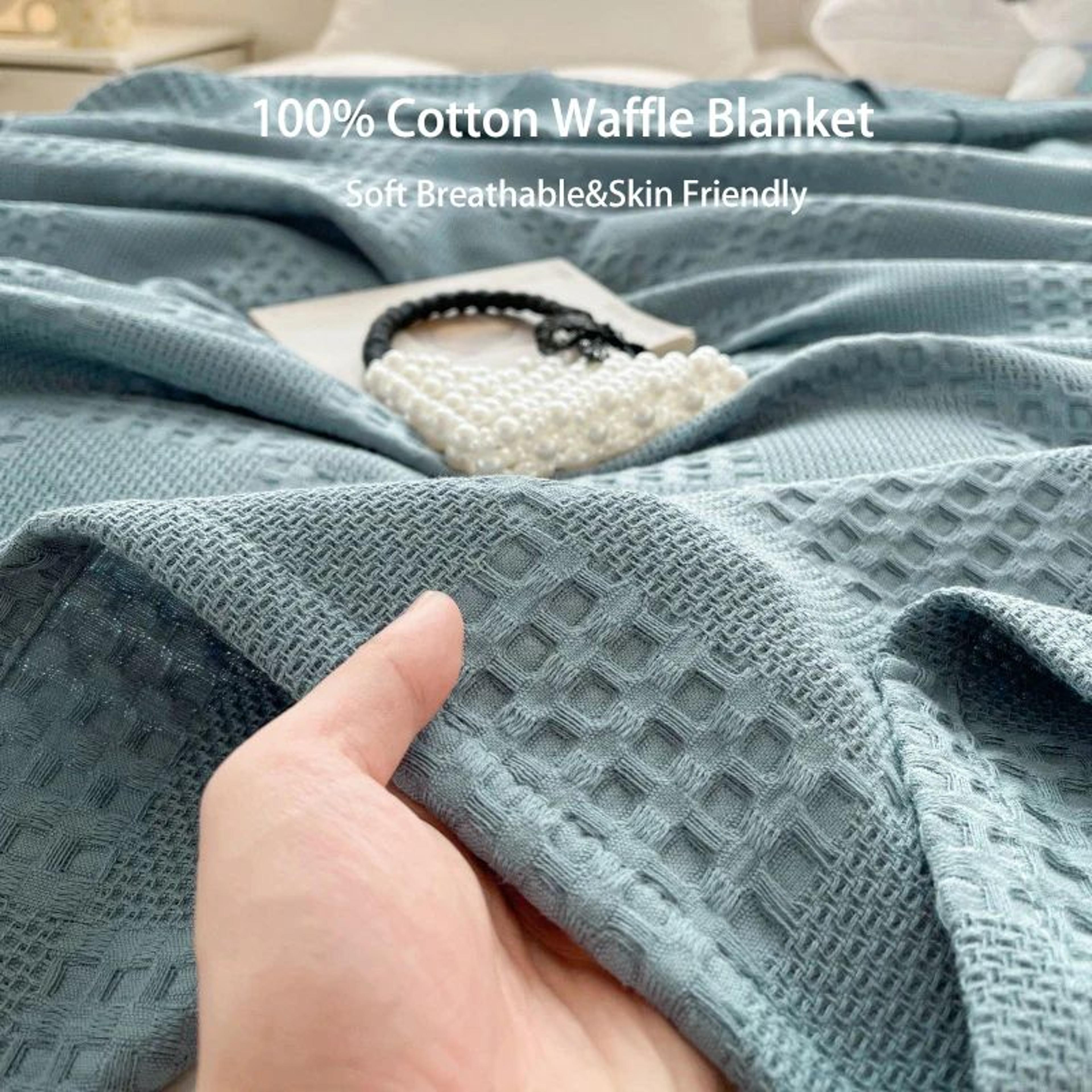 Battilo Cotton Waffle Throw Blanket Soft Breathable Lightweight Blanket For Bed And Sofa 1