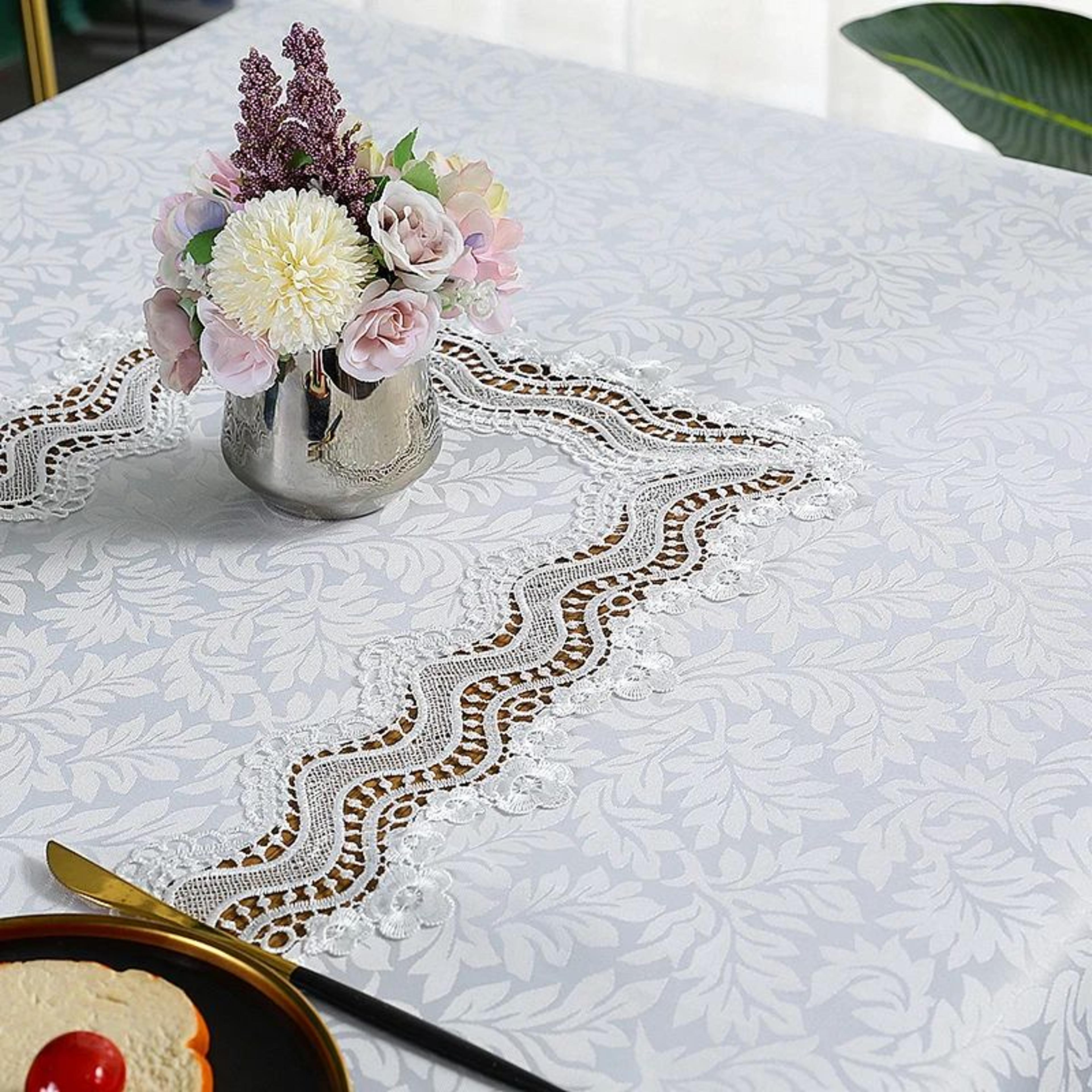Elegant Embroidered Rectangular Tablecloth For Dining And Wedding Decor 4