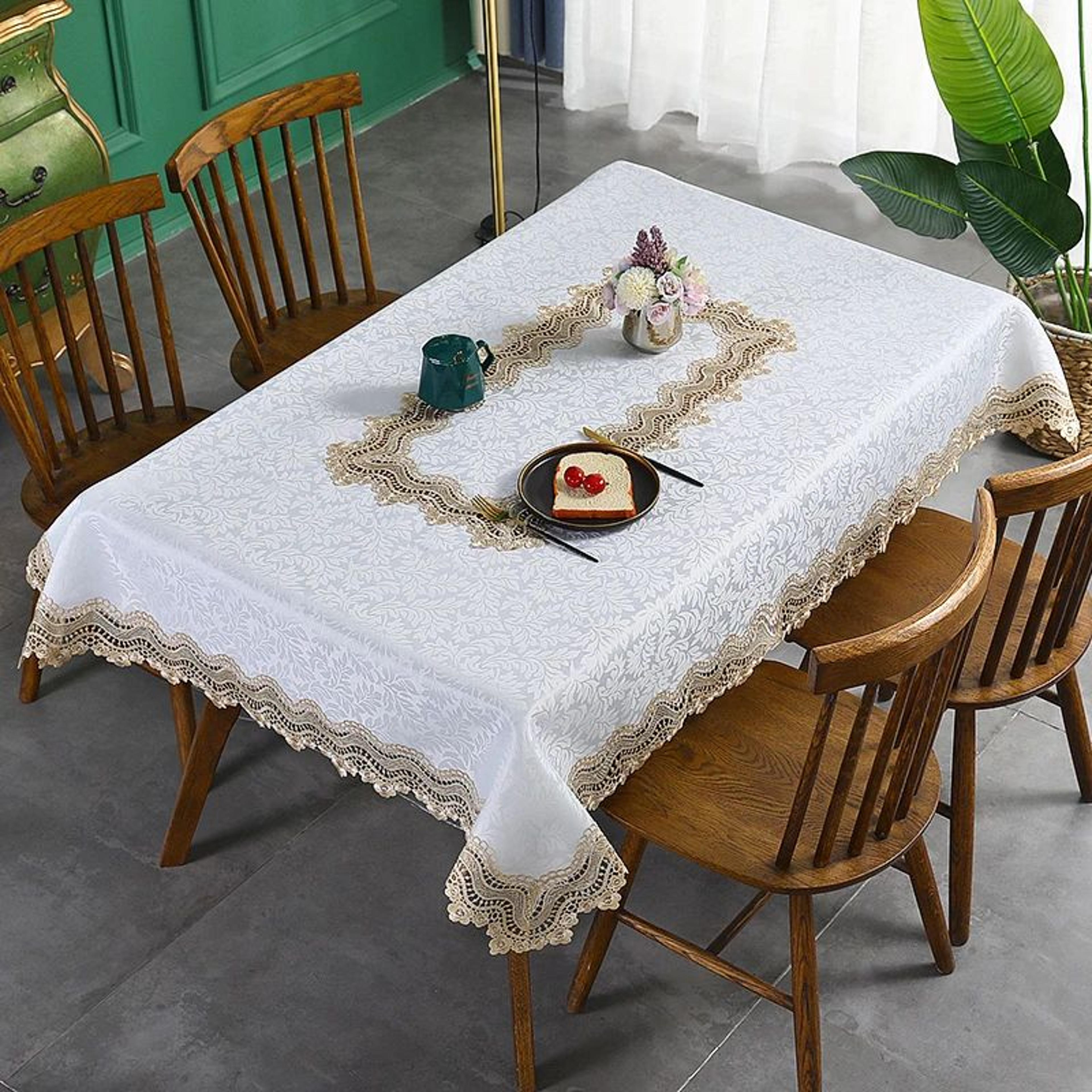 Elegant Embroidered Rectangular Tablecloth For Dining And Wedding Decor 7