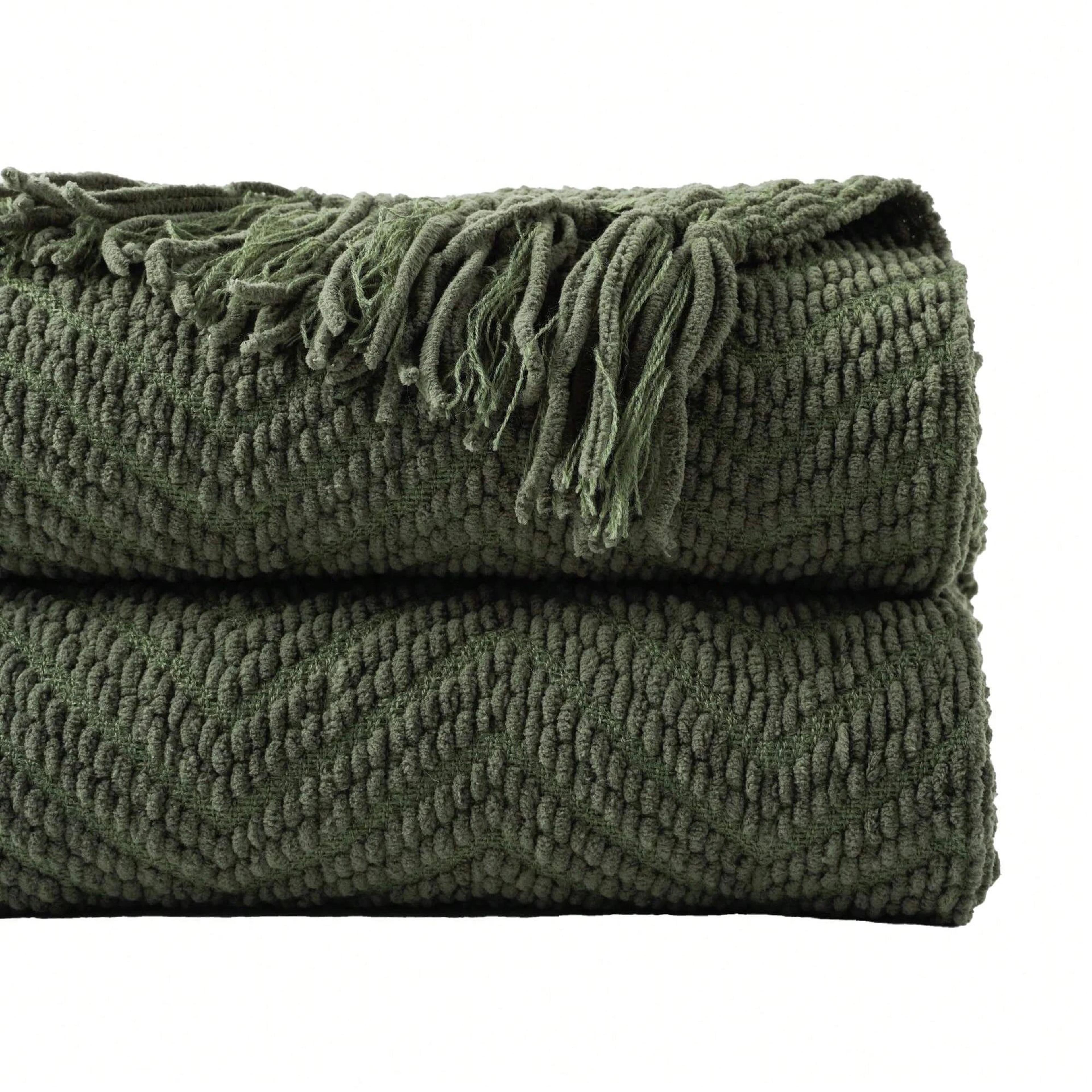 Battilo Soft Chenille Plaid Knit Throw Blanket For Couch And Bed 11