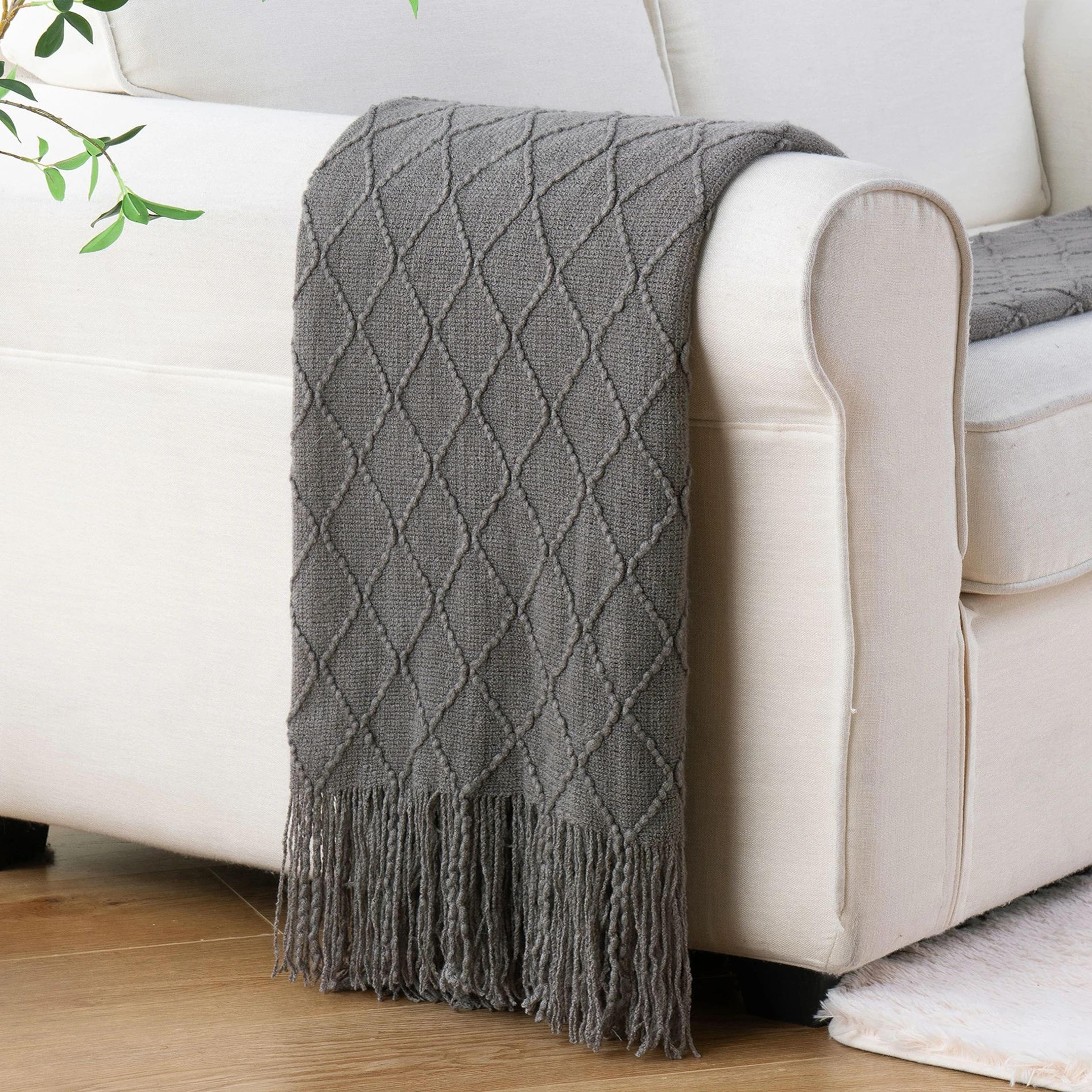 Battilo Soft Plaid Knitted Throw Blanket For Couch And Bed 10