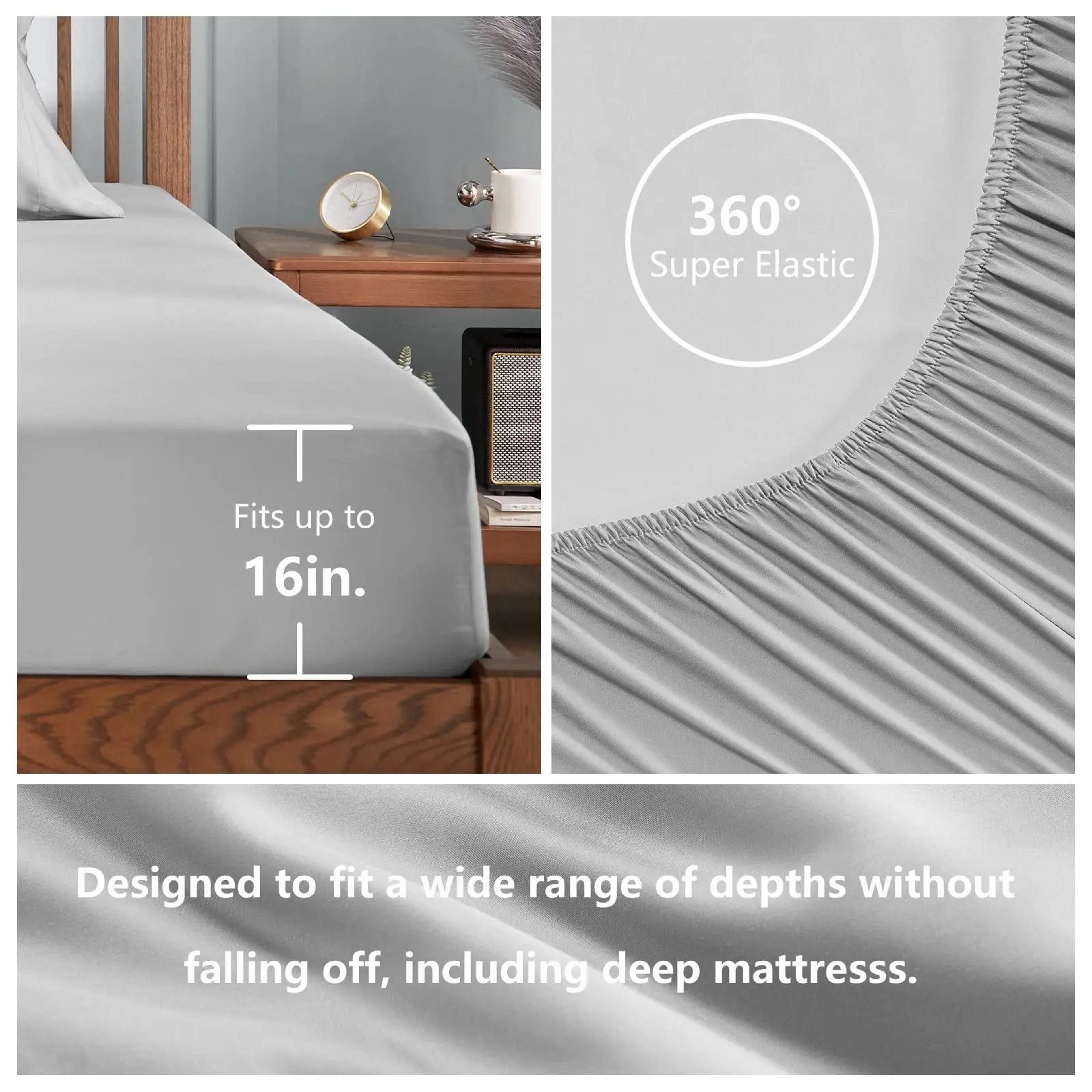 4 Piece Soft Microfiber Bed Sheet Set With Flat Sheet Fitted Sheet And Pillowcases 3