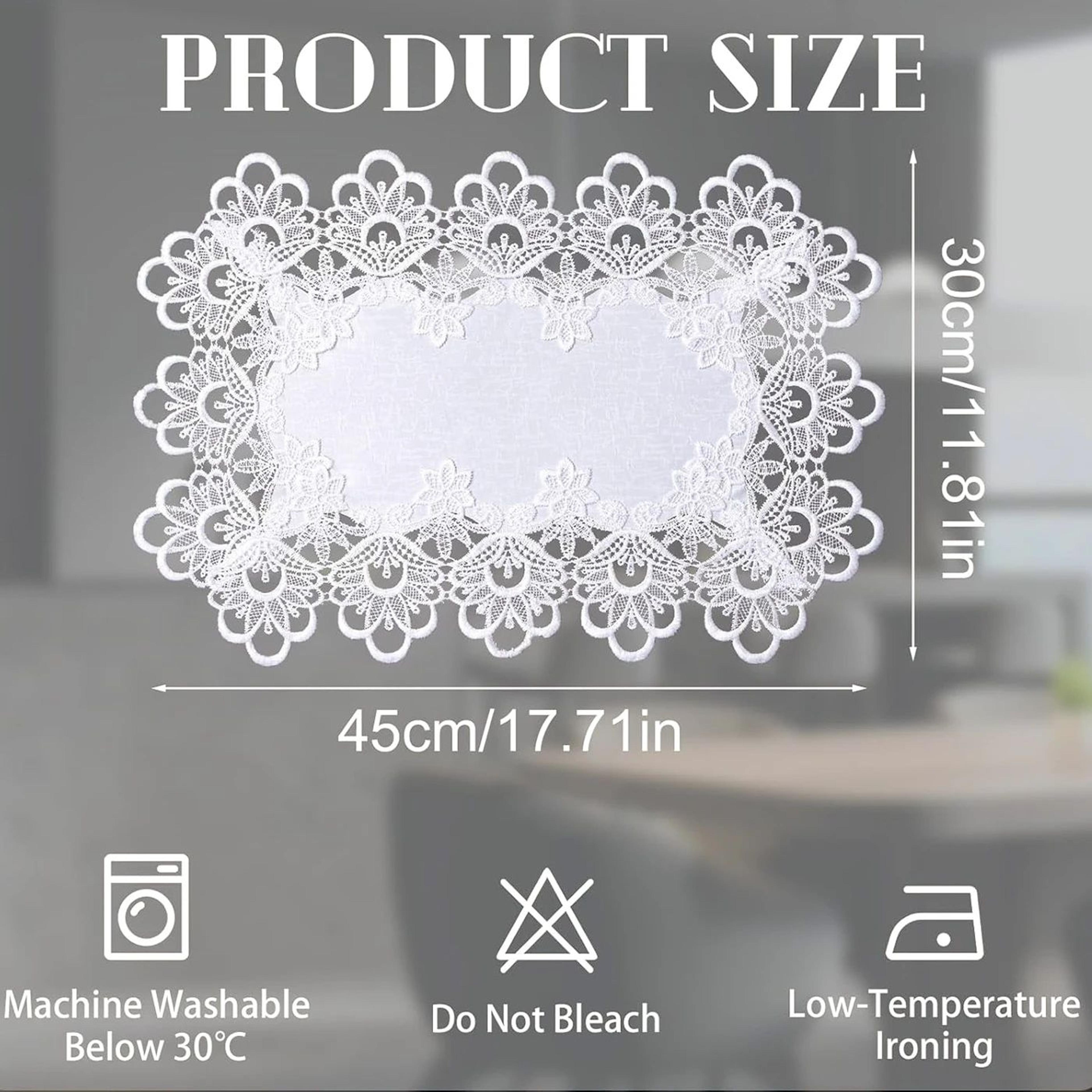 White Embroidered Lace Placemats Set Of 2  Elegant Rectangle Dining Table Mats 3