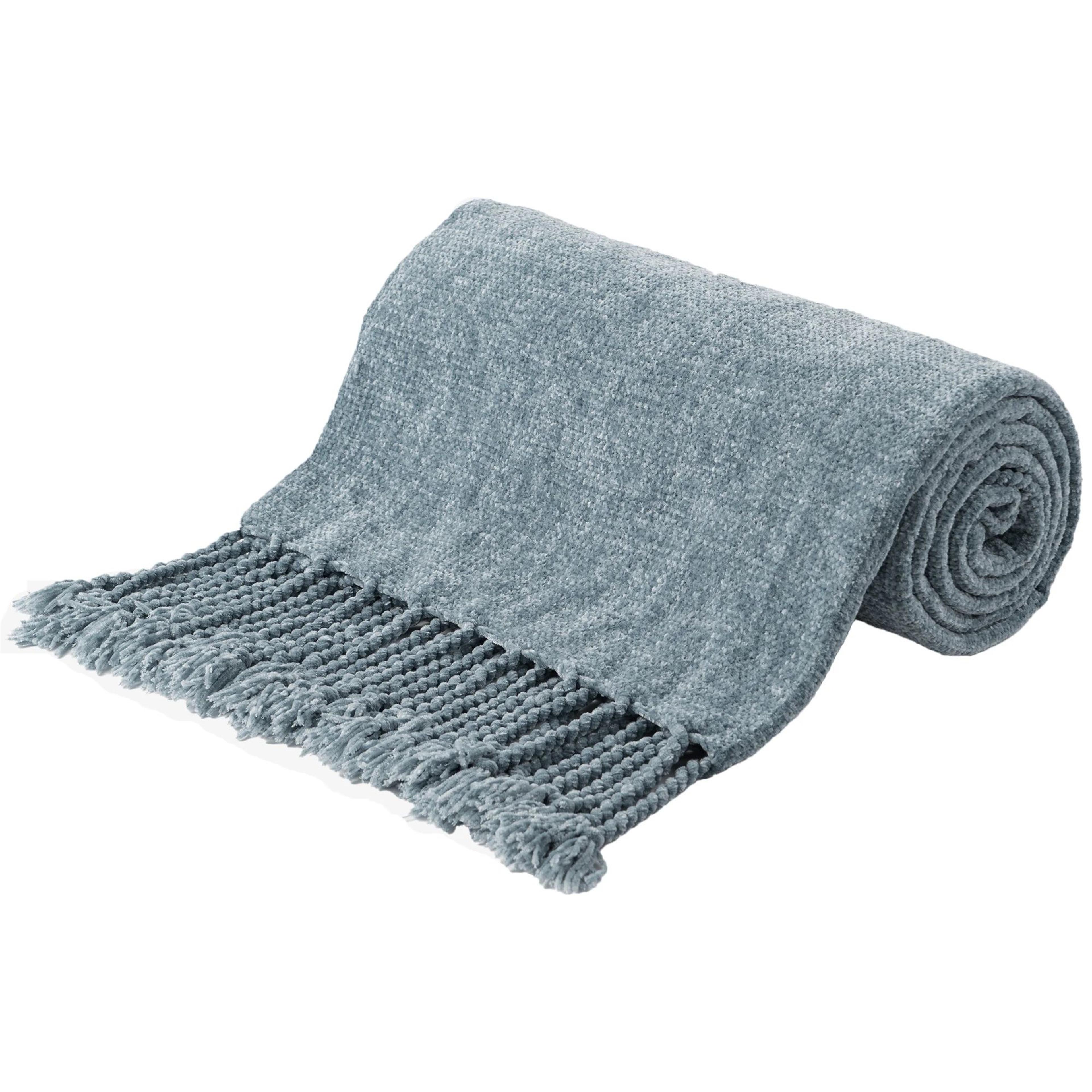 Chenille Knit Throw Blanket With Fringe Tassels Soft Lightweight Sofa And Bed Decor 15