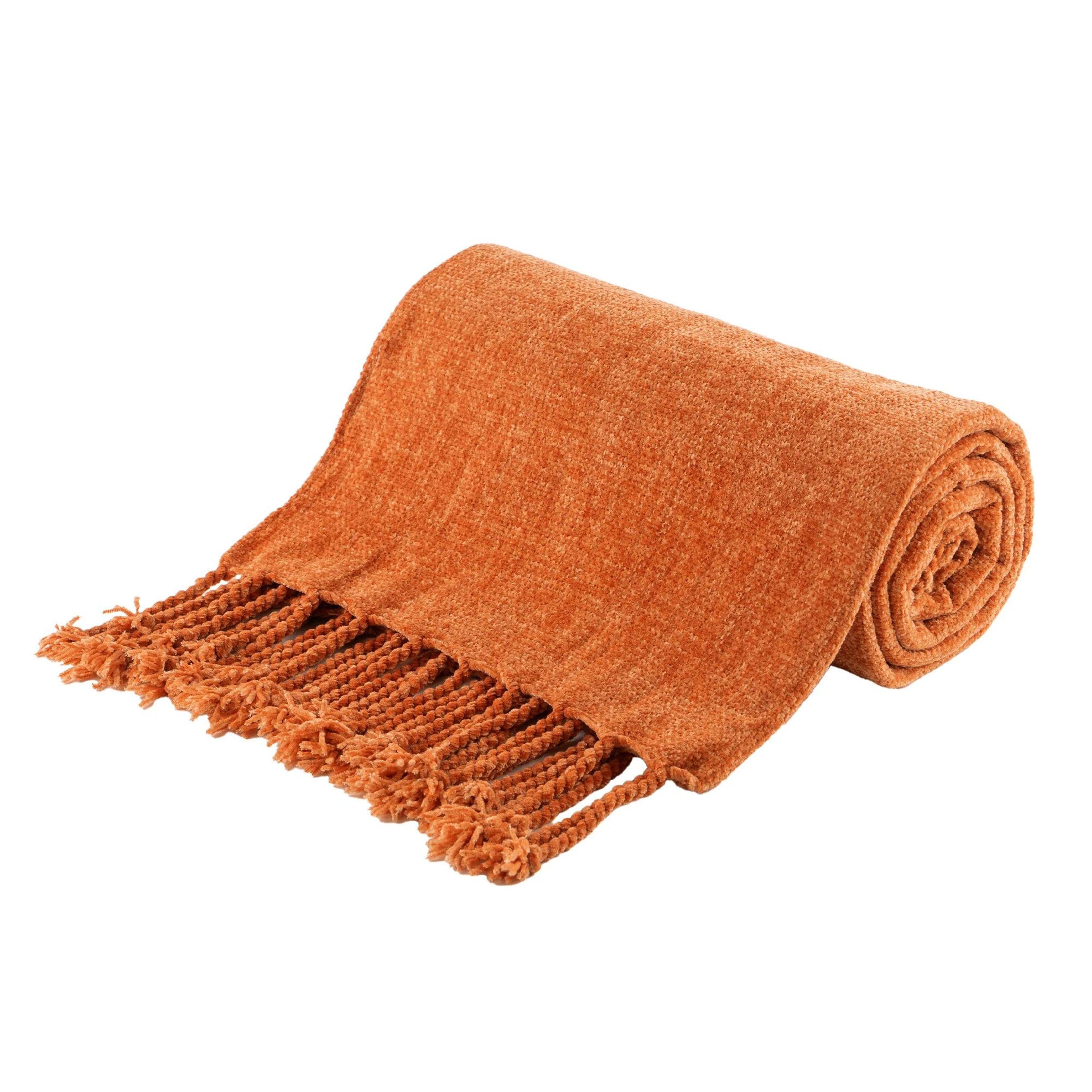 Chenille Knit Throw Blanket With Fringe Tassels Soft Lightweight Sofa And Bed Decor 6